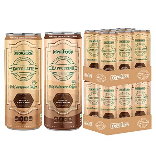 Newtreo Newtreo Vietnamese Coffee | 6 x Caffè Latte & 6 x Cappuccino Coffee Combo I Arabica & Robusta Beans | Premium Coffee Drink | Imported from Vietnam | 12 x 250ml cans