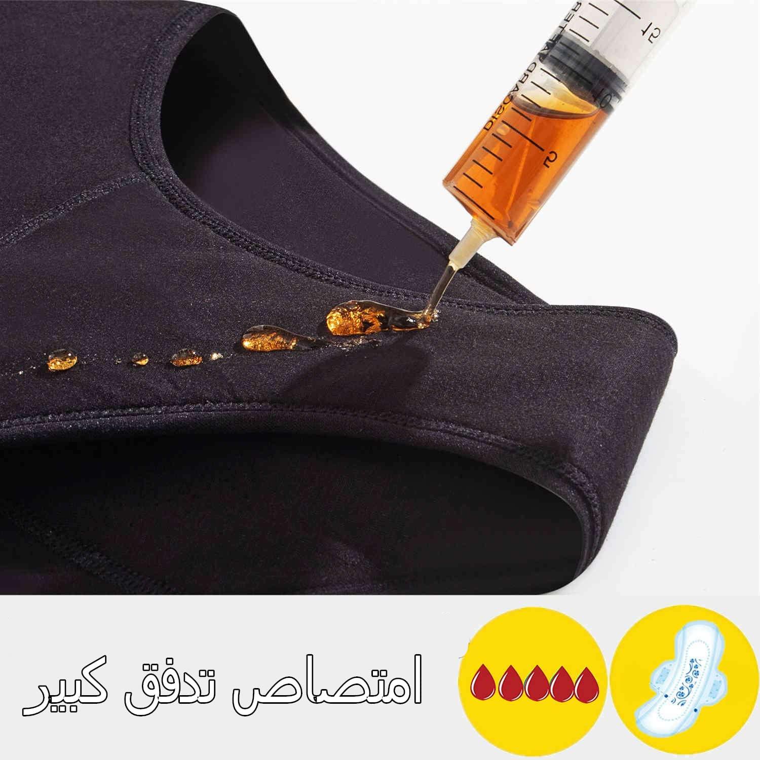 ZVZK ZVZK Period Underwear Heavy Flow Women Absorbent Leak Proof Panty Pants Menstrual Panties 3 Pack, Black, XS