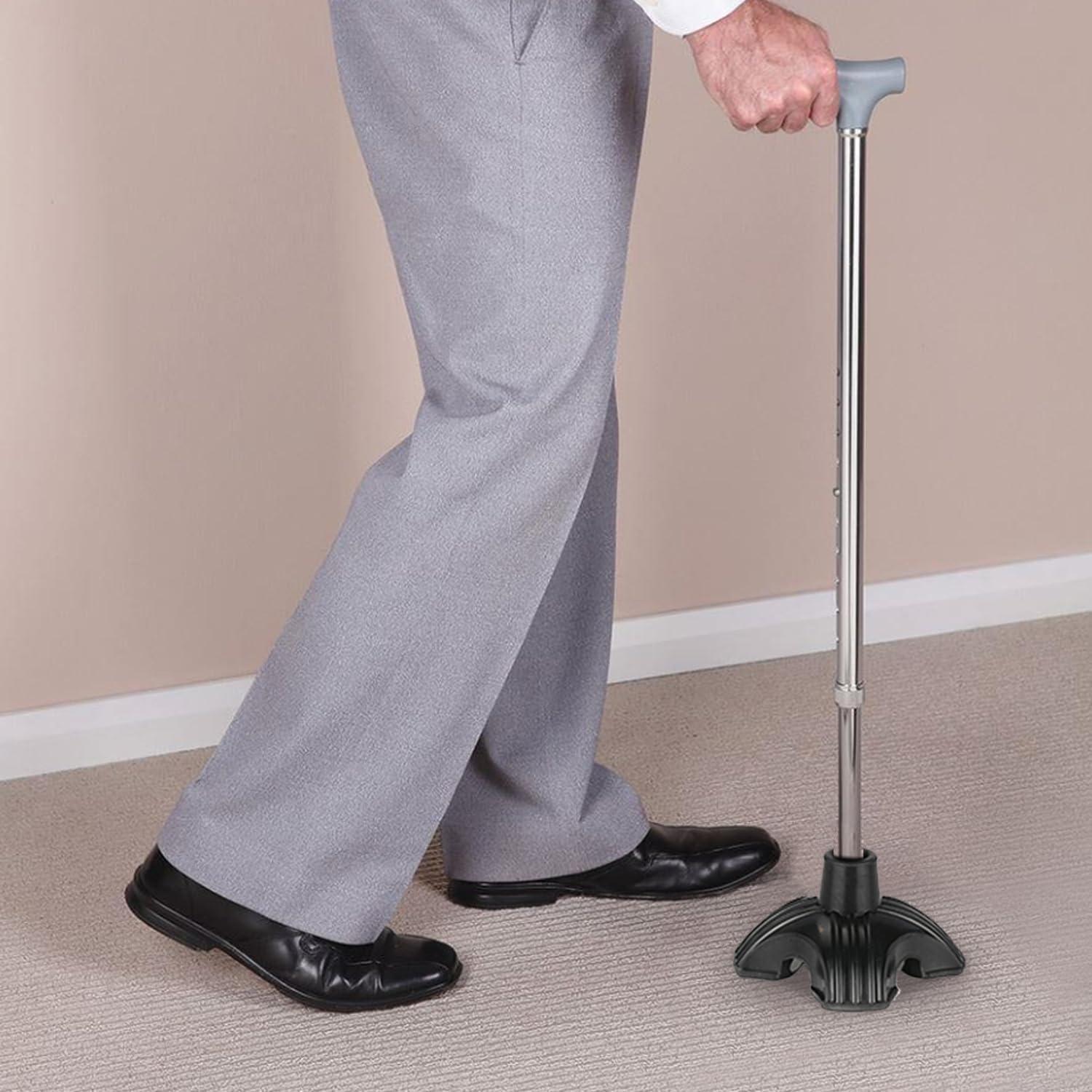 supregear SupreGear Quad Support Cane Tip, Non-Slip Self Standing Rubber Cane Tip 4 Point Quad Cane Tip Replacement for 3/4 Inch Diameter Standard Walking Canes Folding Canes Cane Accessory - Black