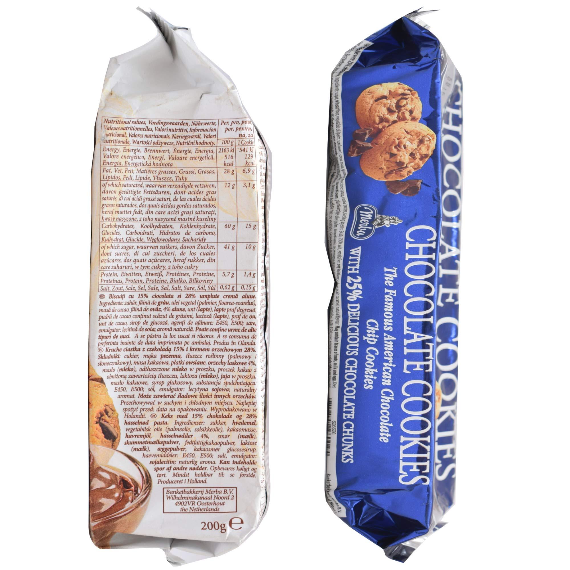 Merba Merba | Chocolate Chip Cookies (25% chocolate) 150g | Patisserie Nougatelli Cookies 200g | (Pack of 2)