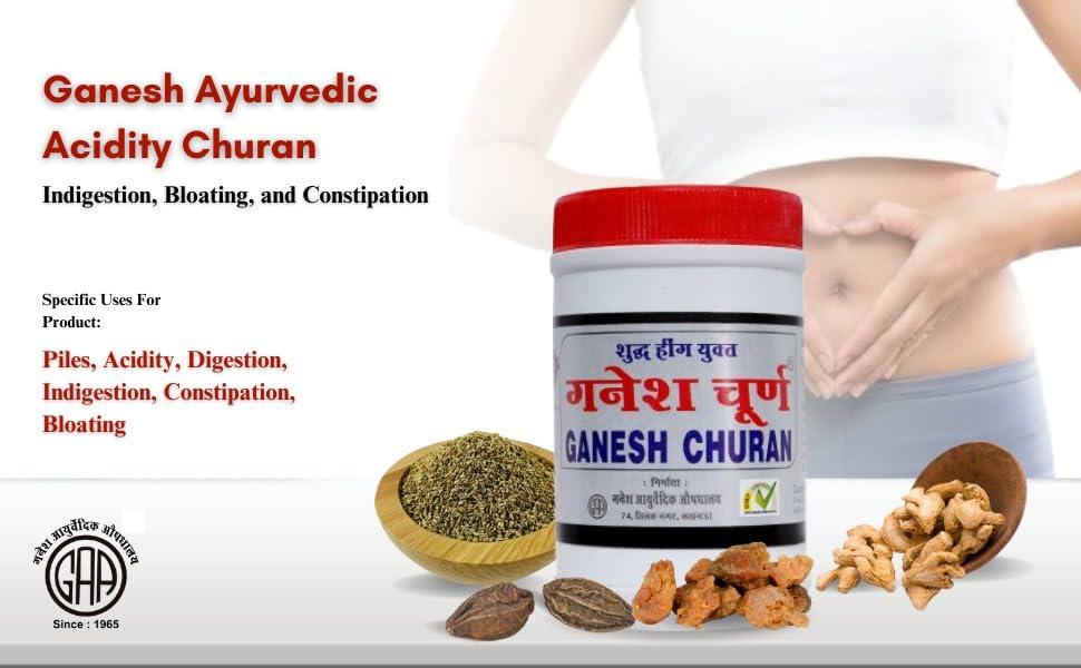Ganesh Ayurvedic Aushadhalaya Ganesh Ayurvedic Aushadhalaya Acidity Churan for Indigestion, Bloating, and Constipation (80GM)