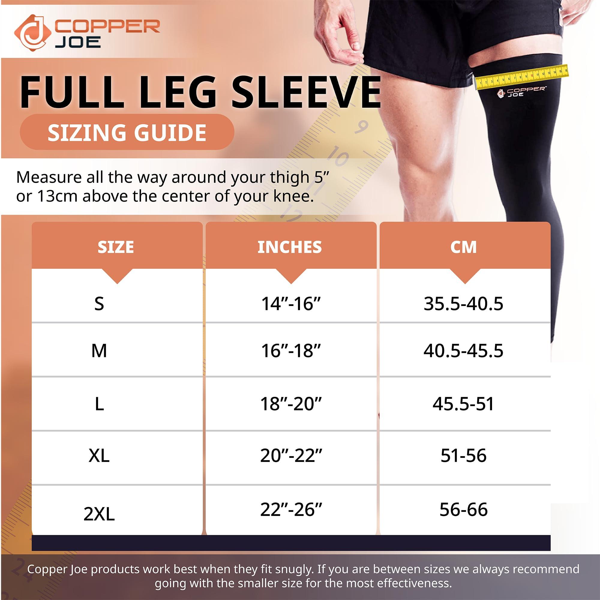 Copper Joe Copper Joe Full Leg Compression Sleeve - Ultimate Copper Infused, Support for Knee, Thigh, Calf, Arthritis, Running and Basketball. Single Leg Pant for Men & Women (X-Large)