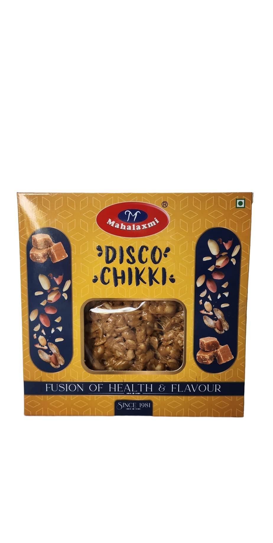 MAHALAXMI­­­­ MAHALAXMI DISCO CHIKKI | Made with Jaggery | No Preservative | Gluten Free | Gajak | Hand Made Crunchy Indian Sweets | Peanut chikki | Peanut Bar - 500 Grams (pack of 1)