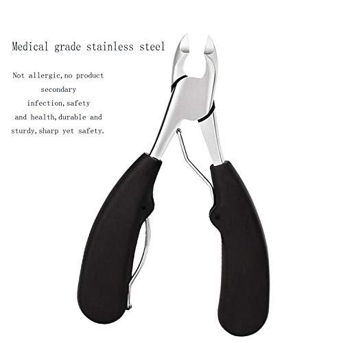 HongLanAo Precision Toenail Clippers for Thick or Ingrown Toenails, Sharp Stainless Steel Nail Cutter, Best Nail Clipper & Pedicure Tool for Seniors (Black/Roud)