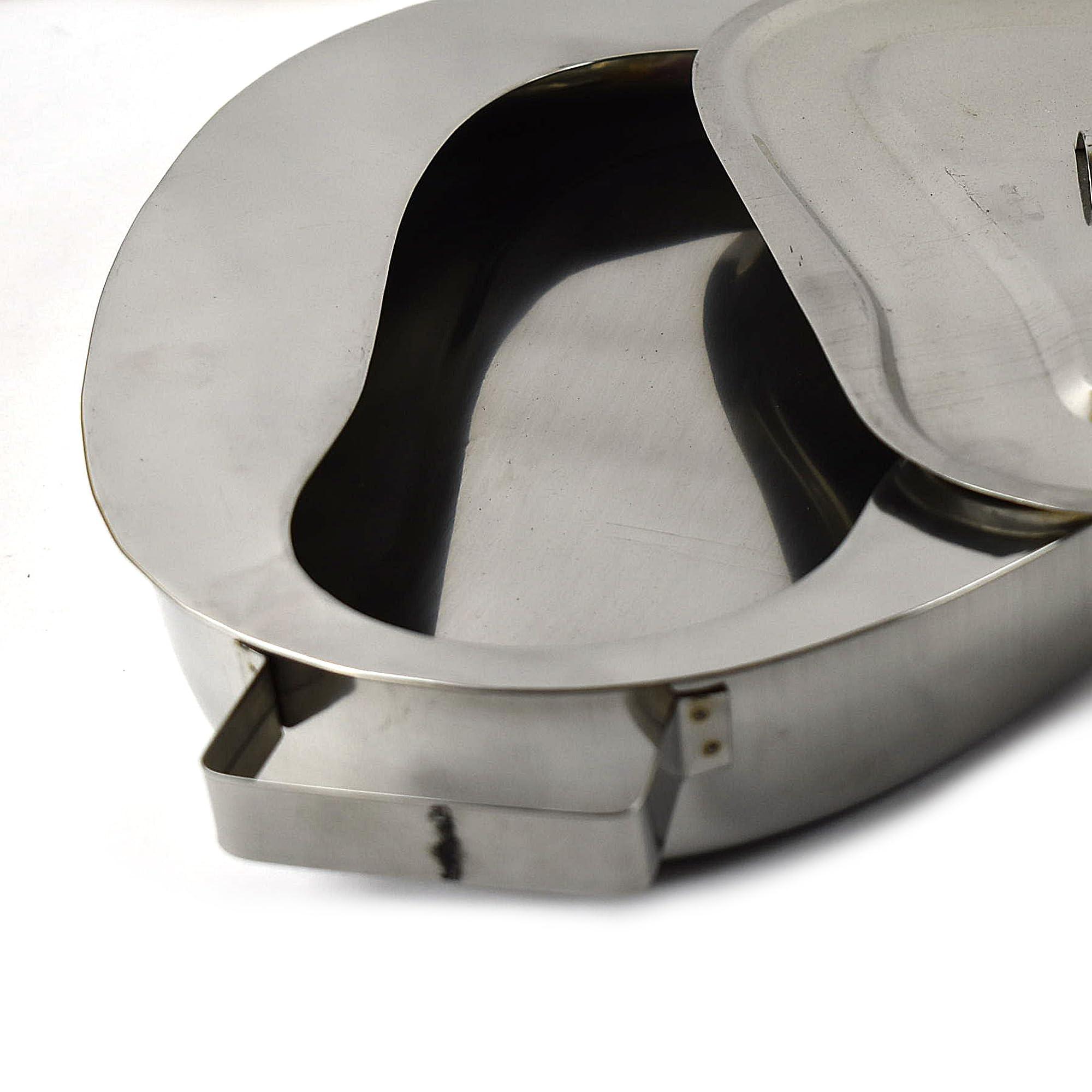 Generic Premium Quality Stainless Steel Bed Pan/Vomit Basin/Urin Pot with Cover - 2000ml - For Bedridden Patient (Men Women)