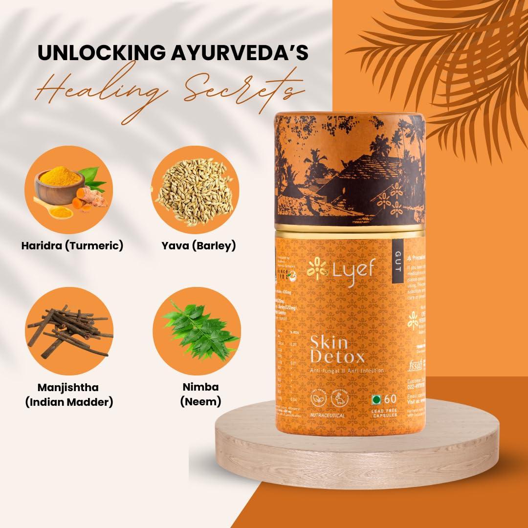 LYEF LYFE Skin Glow Tablets, 60 Tablets - Ayurvedic Supplement, Skin Health Benefits with Manjistha, SKin Glowing