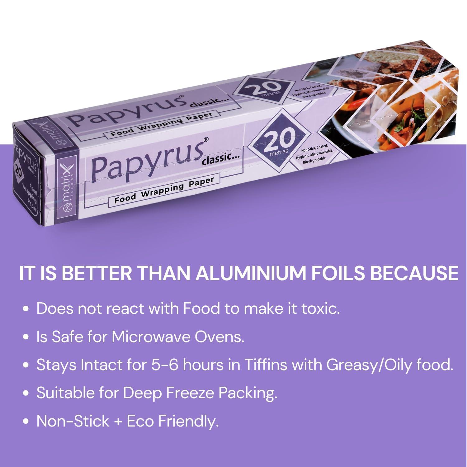 Papyrus Papyrus Butter Paper Roll for Roti 20 Mtr | Wrapping Roll for Food | Foil Wrap for Packing | Food Wrap Non Stick Paper| Parchment Paper Food Wrapping Paper