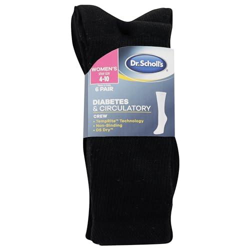 Dr. Scholl\'s Dr. Scholl\'s Women\'s Diabetes and Circulatory Crew Socks Value Pack 6 Pair - Black - Women\'s Shoe Size: 4-10