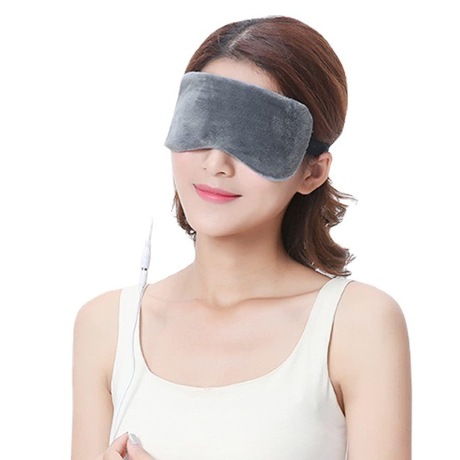 DUHJ Heating Blindfold, Electric Nourish Eyes 5 Gear USB Blindfold Blackout for Sleeping for Teachers (Gray)