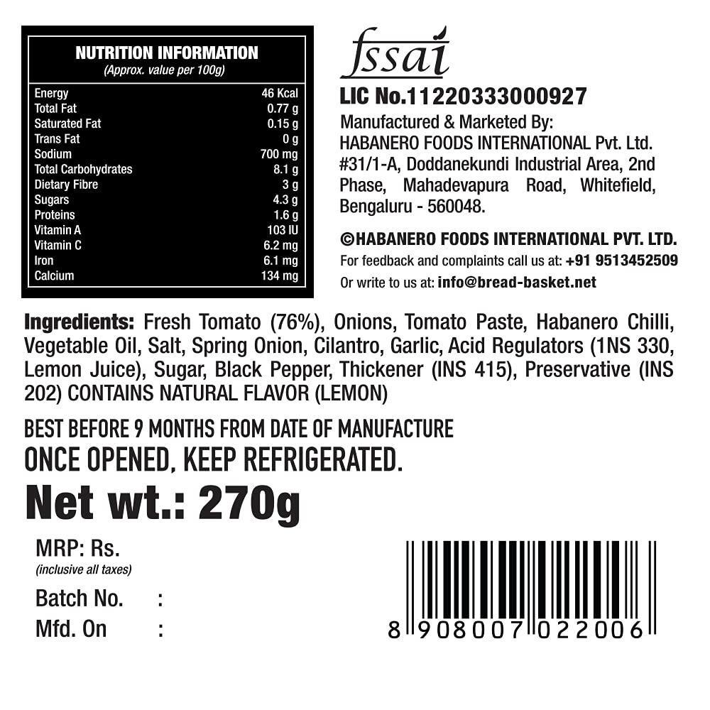 Habanero Habanero Spicy Pasta Sauce TomatoSalsa andHot Sauce l 755G l Non-GMO| Gluten Free l 100% Vegan and Natural Ingredients l Perfect as Salad Dressing l Tomato sauce replacement l Made with sun ripened tomatoes and fresh onions| Add to pizza sauce for ex