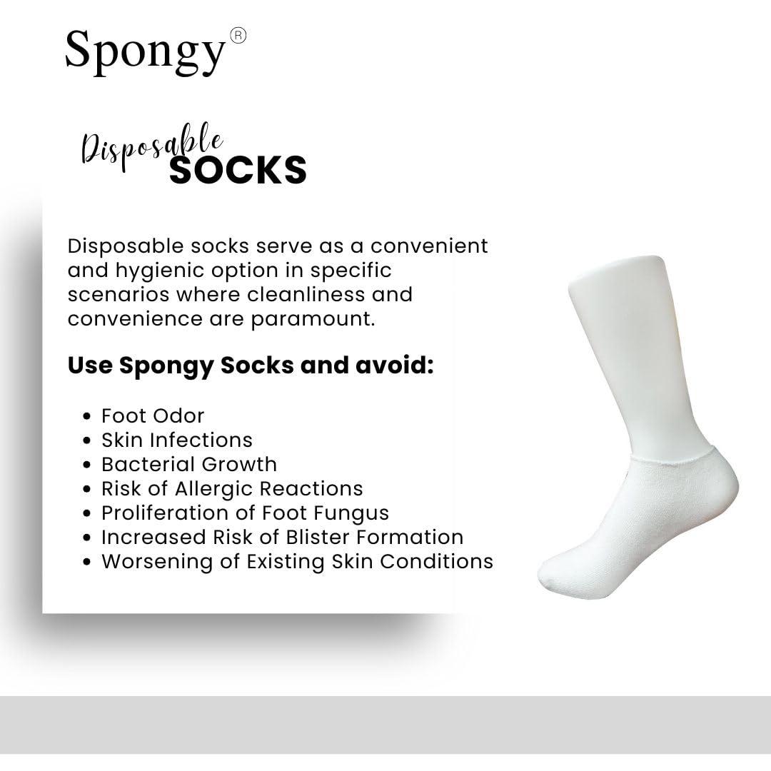 Spongy Spongy Use & Throw all purpose socks for Daily Use/Shoes Trial/Travel/Hospitals/Hotels/SPA/Airports.Free size socks for both Male & Female (75 Pairs, White)