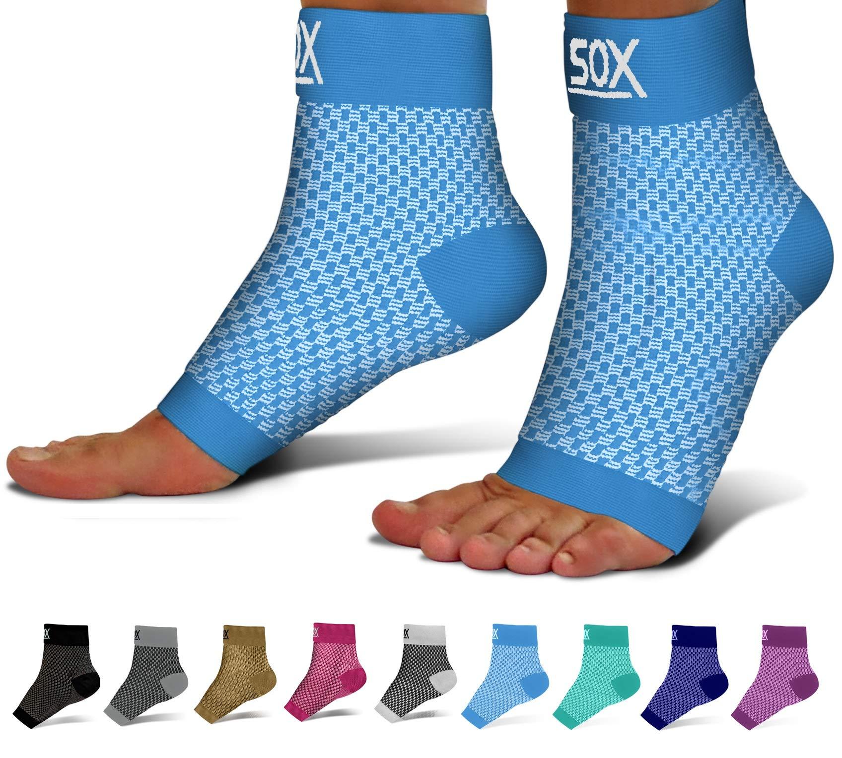SB SOX SB SOX Compression Foot Sleeves for Men & Women - Best Plantar Fasciitis Socks for Plantar Fasciitis Pain Relief, Heel Pain, and Treatment for Everyday Use with Arch Support (Blue, Medium)