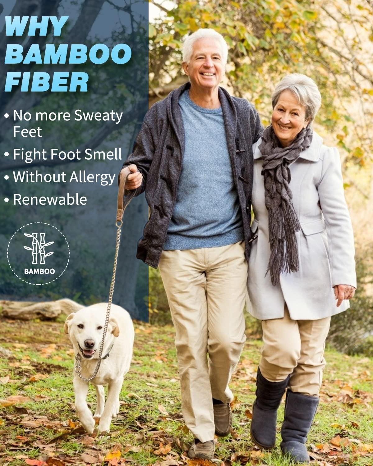 LIN LIN Diabetic Socks for Men & Women, 6 Pairs Crew/Ankle Socks with Cushion, Non-Binding, Extra Wide Top, Loose Fit