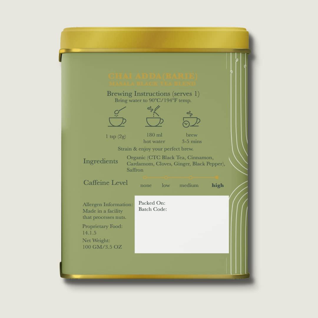 LUXMI LUXMI Estates Masala Chai Powder 100Gm Pack | Chai Adda-Bari | Organic Black Tea | Strong, Robust & Aromatic Masala Chai | Indian Spice Chai Enriched With Cinnamon & Cardamom | Energy Booster