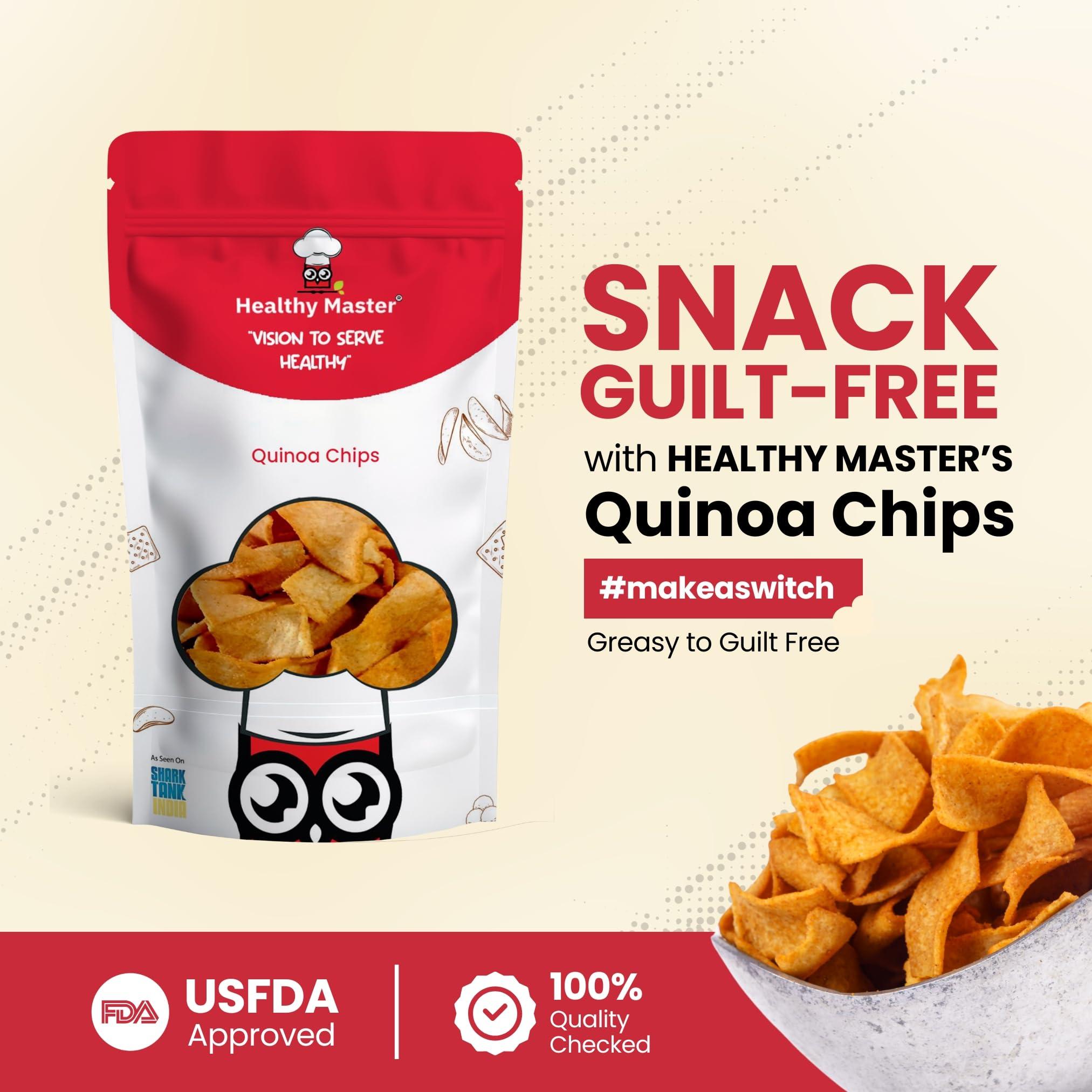HEALTHY MASTER Vision to serve healthy Healthy Master Baked Quinoa Chips with All Natural Ingredients | High in Fiber | Low in Sodium | Gluten-Free | Vacuum Cooked | Oil-Free (Quinoa Chips, 200g)