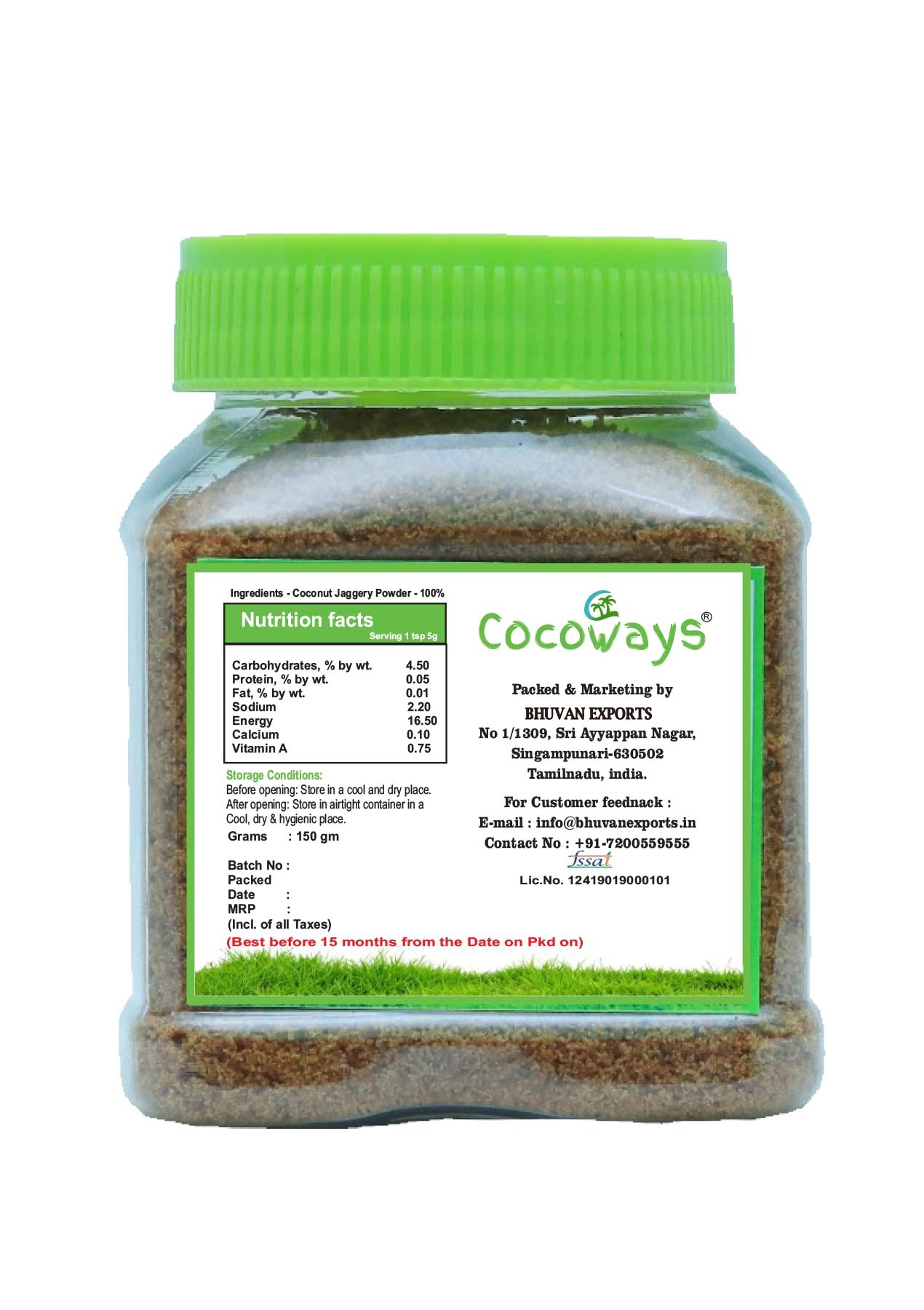 COCOWAYS Cocoways Organic Coconut Jaggery Powder, (150 gm) Pet Bottle Pack of 1