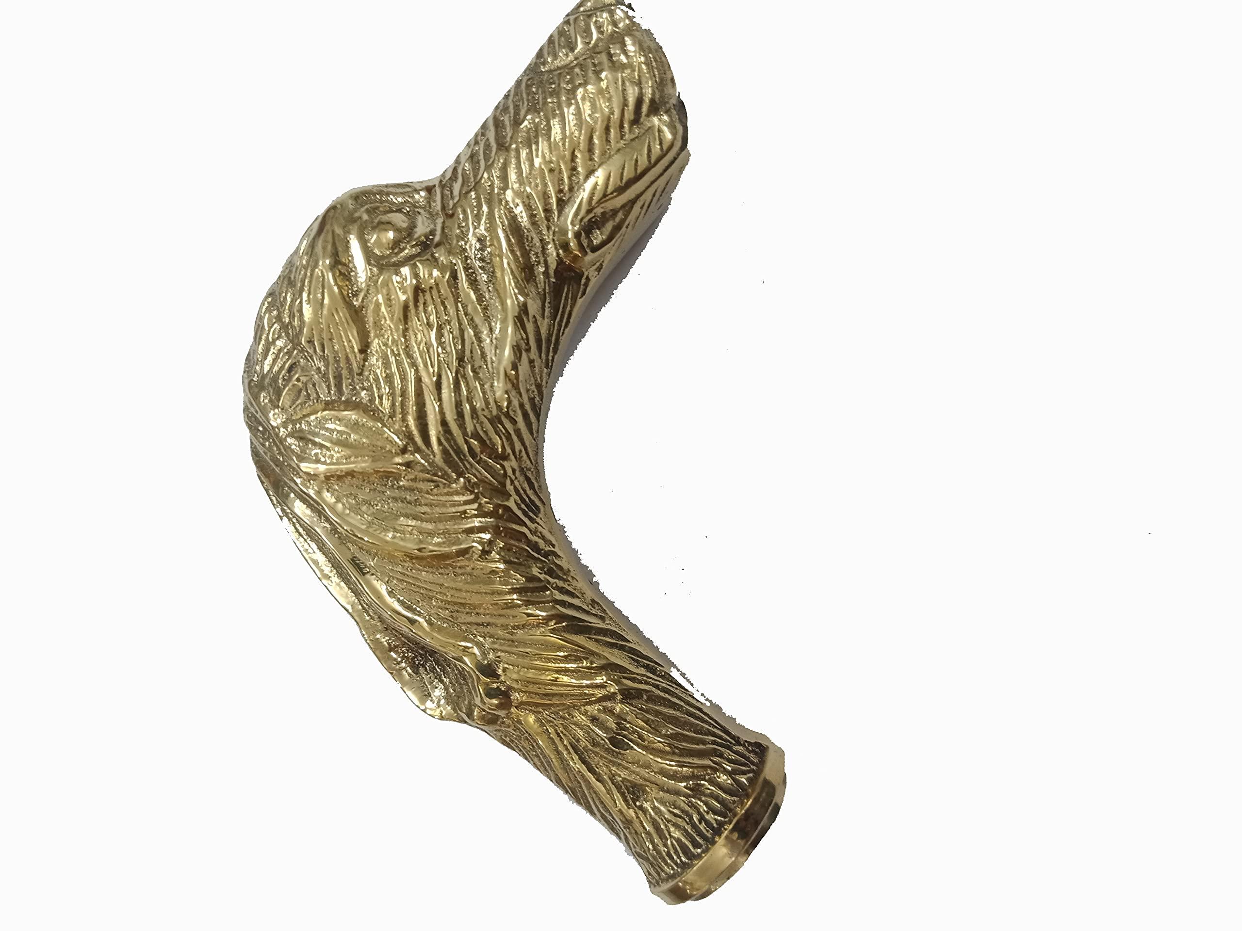 Global Art Global Art Being Royal Handmade Wooden Folding Walking Stick - 36 INCHES with Dog Shape Brass Handle