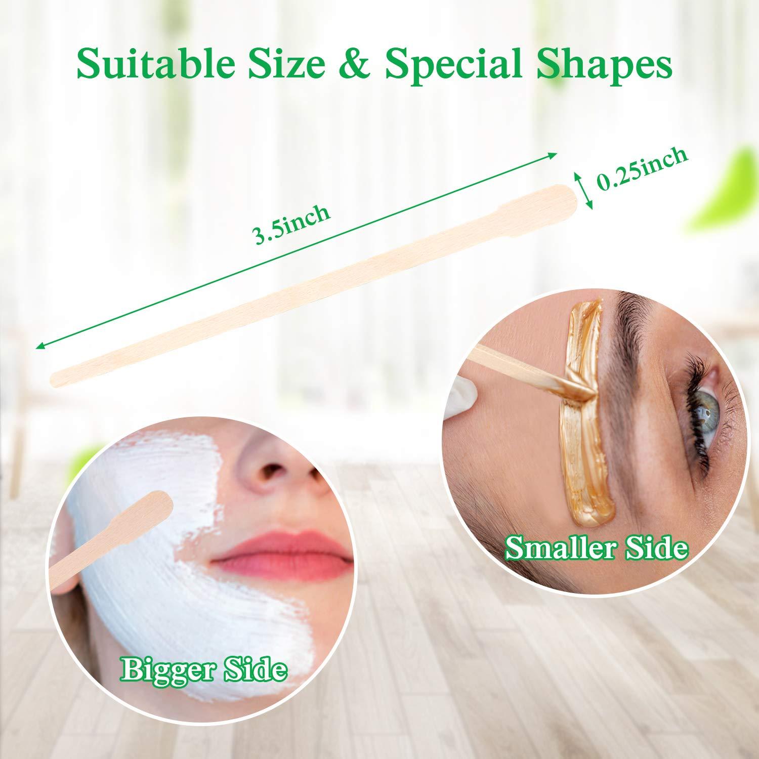 JANYUN 200 Pcs Wax Sticks, Skinny Wax Sticks, Eyebrow Wax Applicator Sticks Applicator Face and Eyebrows Hair Removal Stick