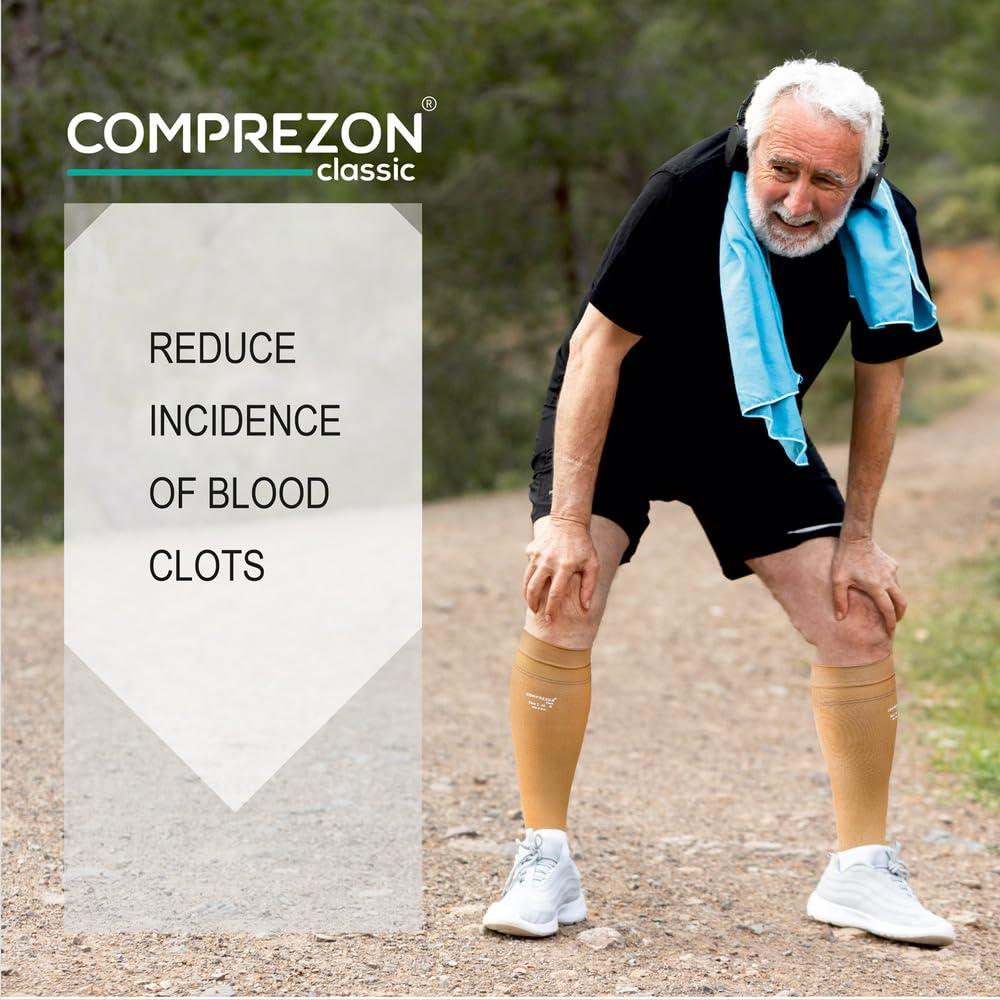 Comprezon Comprezon Classic Lycra Medical Compression Stockings | Class 2 Compression | Below Knee Length | Pain Relief & Swelling Reduction | Compression Socks for Men and Women | Varicose Veins Stockings (Medium)