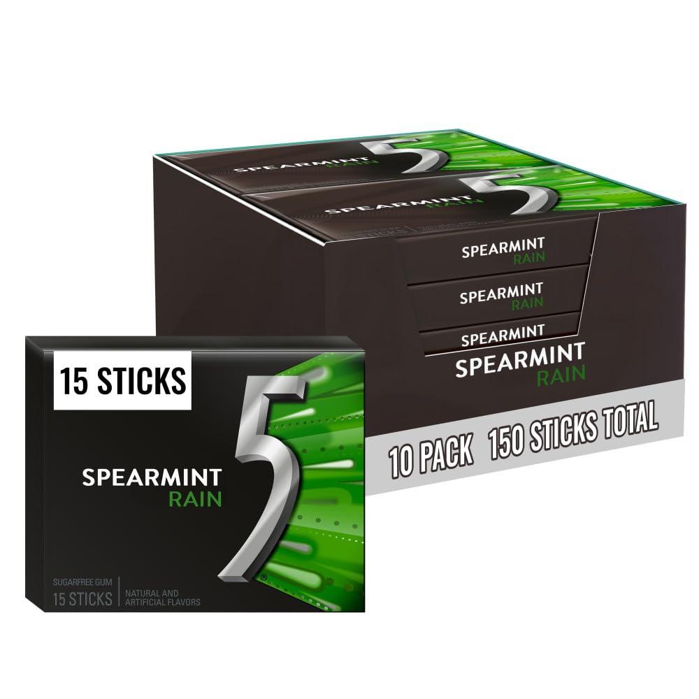 Five 5 5 GUM Five 5 Focus Sugar Free Gum Spearmint 15 Piece Pack (Pack Of 10) Spearmint/10 Count