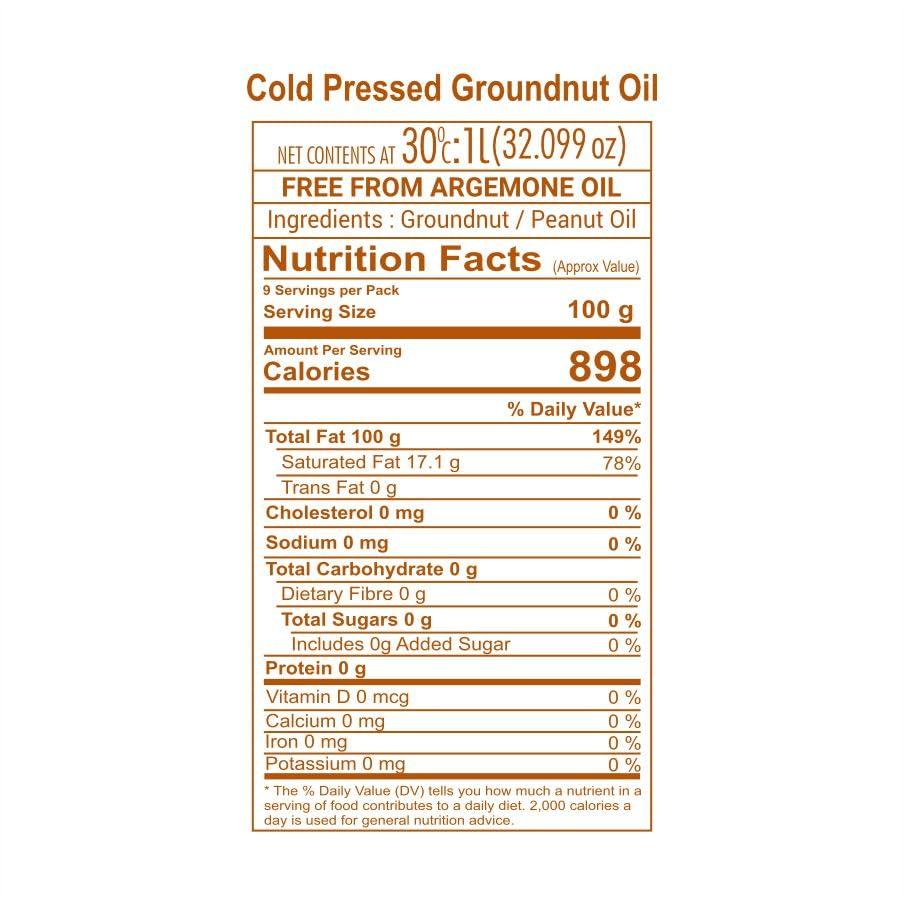 GULAB Gulab Cold Pressed Groundnut Oil - 5 Litre | Peanut Oil | Sing Tel | Kolhu/ Kachhi Ghani/ Chekku/ Wood Pressed | Natural Cooking Oil | Chemical Free