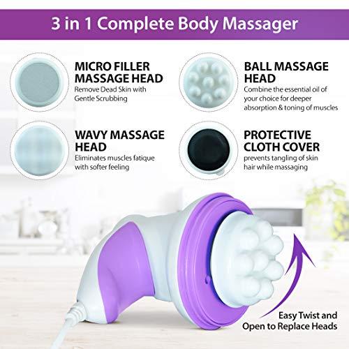 GET SET GO 3-in-1 Electric Handheld Full Body Massager with 4 attachments & variable speed for pain relief, body toning and massaging.