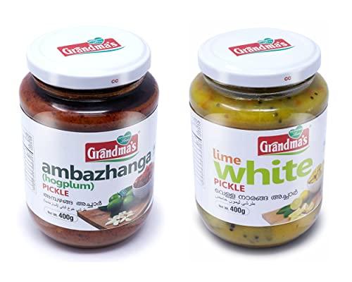 Grandmas Grandmas Authentic Kerala Style Ambazhanga Pickle - Lime White Pickle Combo | 400g Bottle | Healthy and Tasty South Indian Pickle