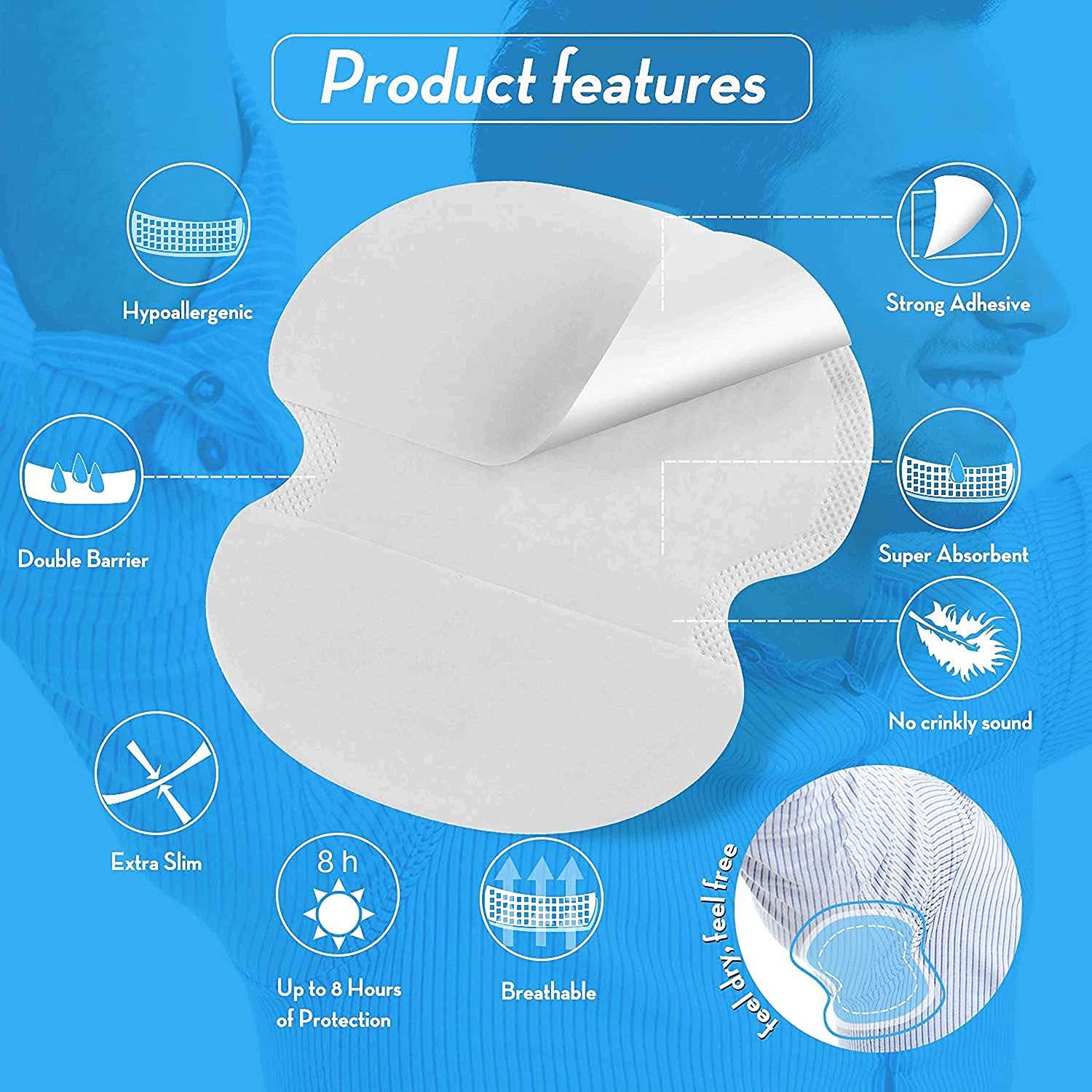 Calitate24 Underarm Sweat Pads, Armpit Sweat Pads for Women and Men Premium Sweat Shield Fight Hyperhidrosis, Disposable Underarm Pads for Sweating Women, Comfortable Unflavoured, Non Visible, 4 Pieces