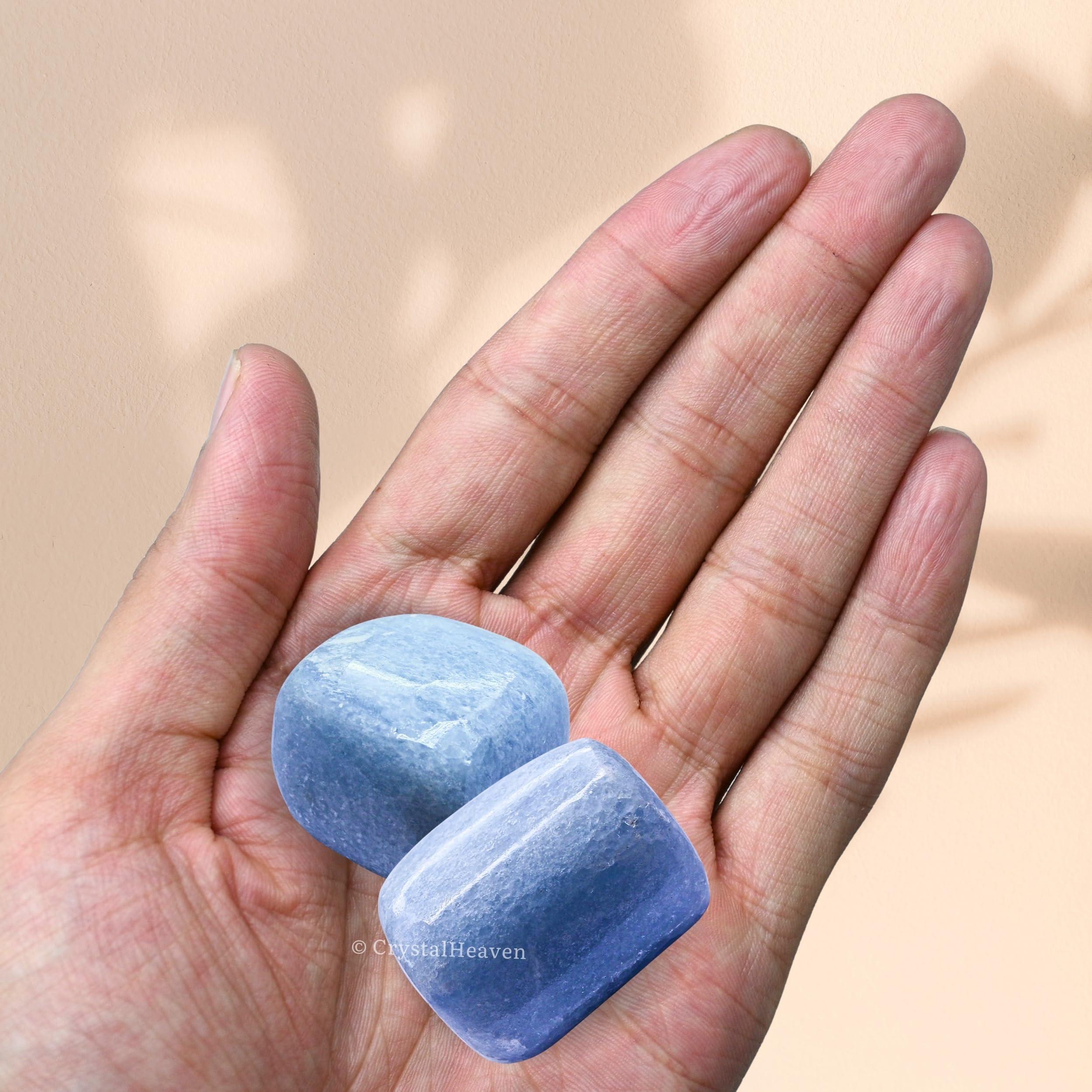 Crystal Heaven Crystal Heaven Certified Blue Calcite Healing Tumbled Stone,Natural Polished Crystals For Diy Crafts,Manifestation,Meditation,Pooja Feng Shui And Reiki Healing(30 Grams)