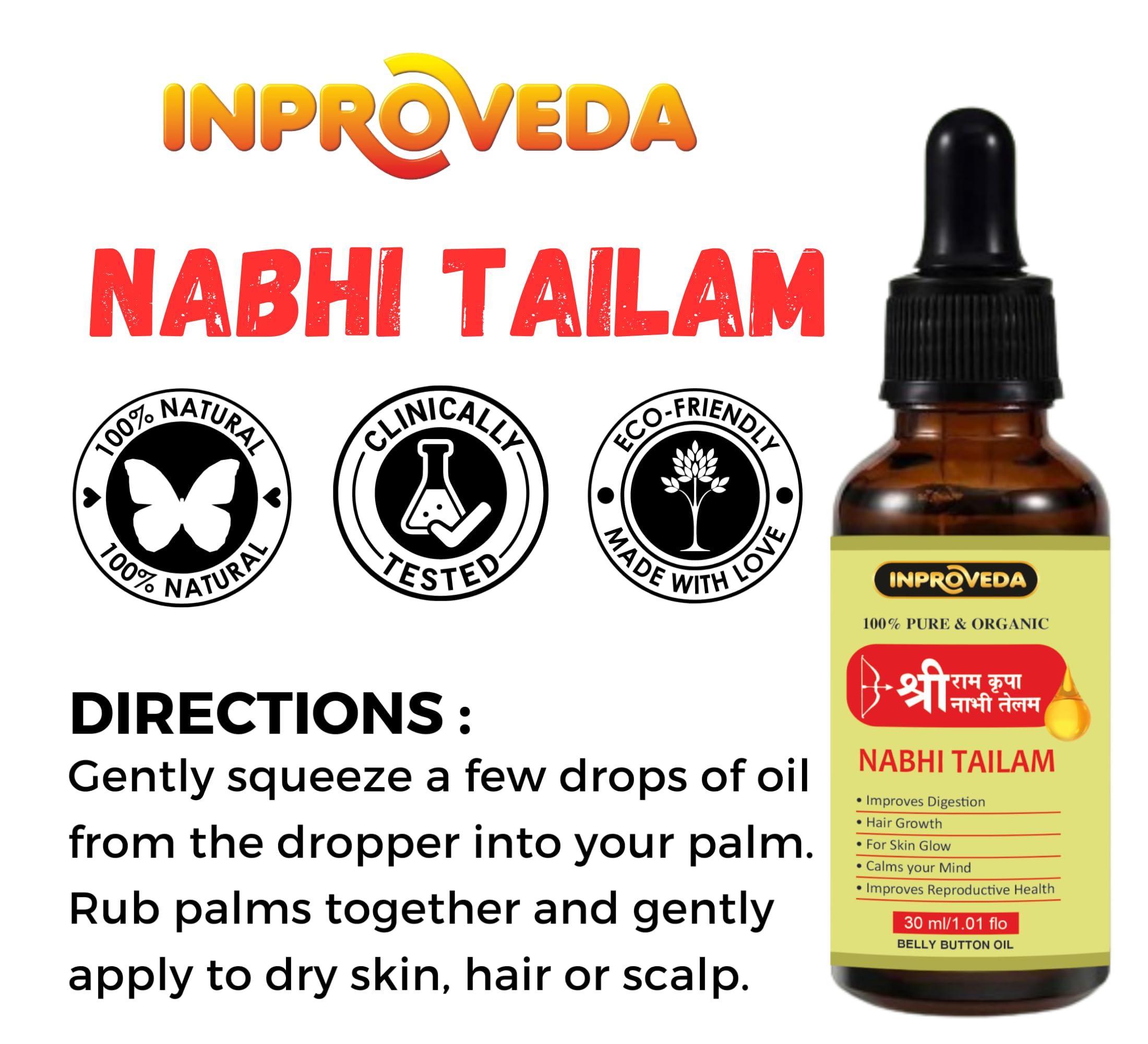 INPROVEDA Inproveda Sri Ram Kripa Nabhi Tailam 30ml |   2 x 30ml | Ayurvedic Nabhi Oil | Belly Button oil | Combo Pack of 02 = 60ml