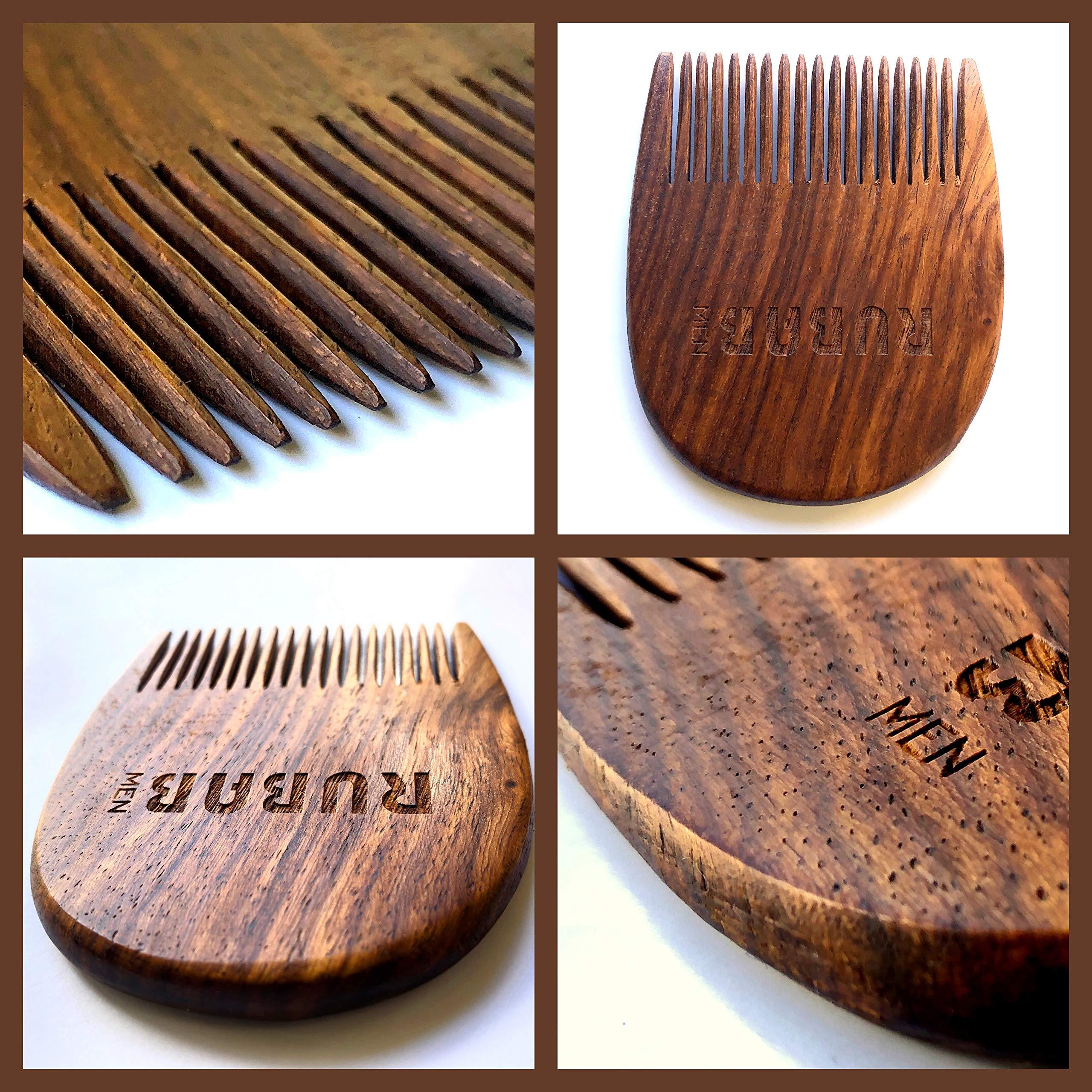 RUBAB MEN RUBAB MEN Beard Grooming 4-in-1 Kit for Men | Beard Brush, Hair & Beard Softener Balm, Wooden Beard Shaper Tool & Wooden Beard Comb for Men | Pack of 4