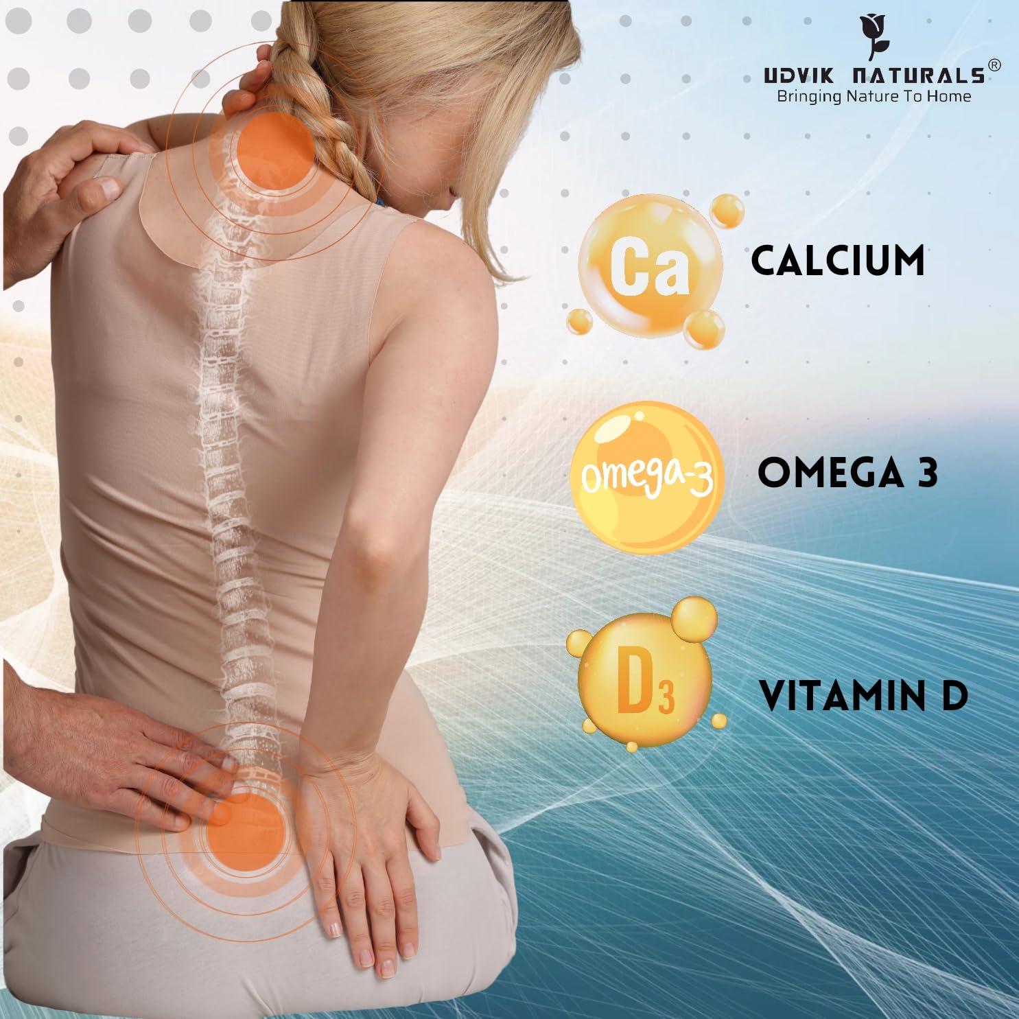 UDVIK NATURALS UDVIK NATURALS ADVANCE CALCIUM | CALCIUM CITRATE, VITAMIN D, MAGNESIUM, ZINC OMEGA 3 | ADVANCE COMBINATION | WITH CHILD SAFETY CAP | 60 Counts (Pack of 1)