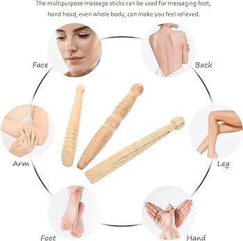 AcuPhysio AcuPhysio 3 Pieces Reflexology Foot Hand Massage Wooden Stick Tools Wood Health Therapies Traditional Tool Thai Massage Body Foot Hand Face Neck Back Waist Relief