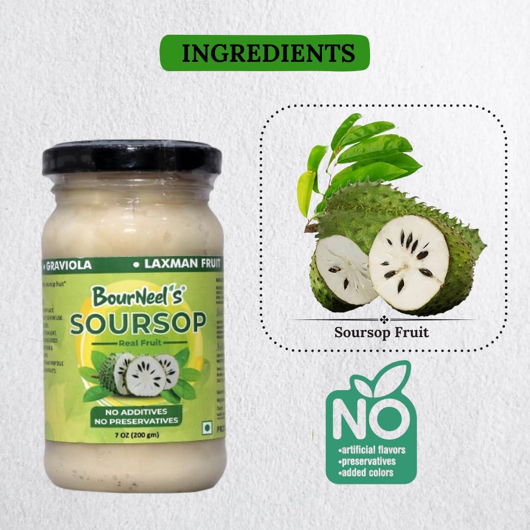 BourNeel's BourNeel\'s Soursop Fruit Jar 200gm Pack of 1 | No Preservatives | Immunity & Energy Booster | Organic Natural & Real Healthy Graviola Laxman Phal Fruit | High Vitamin C |