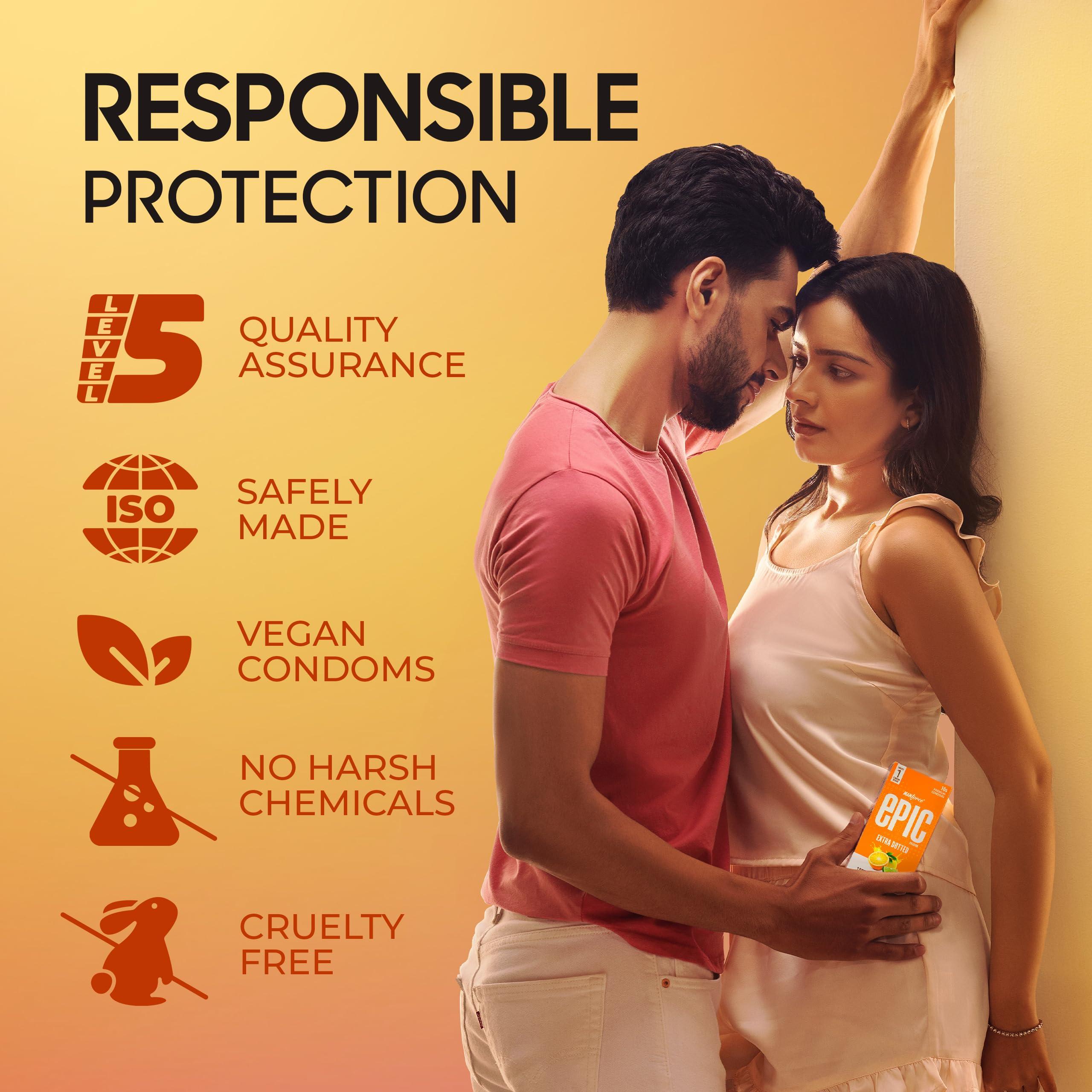 Manforce Manforce Epic Passion | Extra Dotted Condom for Intense Pleasure | Fruit Punch Flavour | 10 Pcs