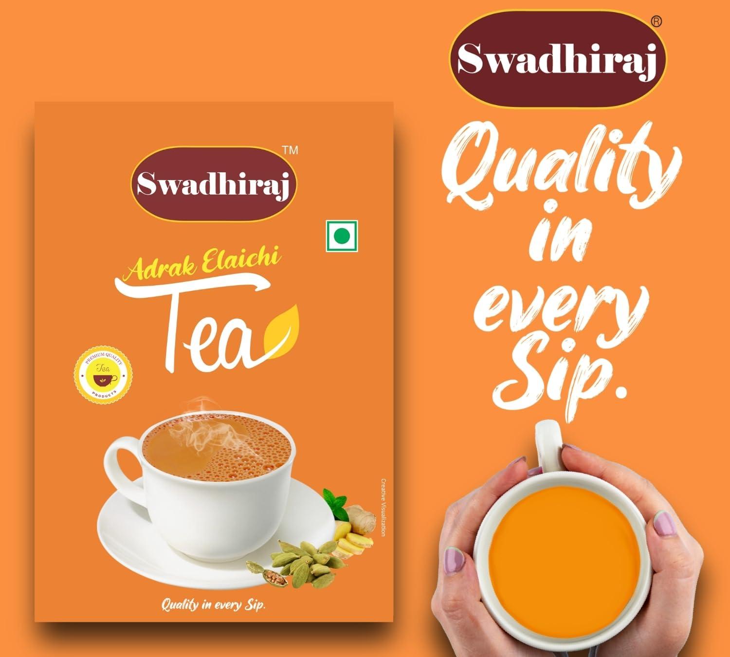 Swadhiraj Swadhiraj Adrak Elaichi Tea Powder - Tea 250gm| Masala Tea | Ginger Cardamom Tea| Adrak Elaichi Chai Powder| Masala Chai Patti - Pure Original Ginger & Cardamom