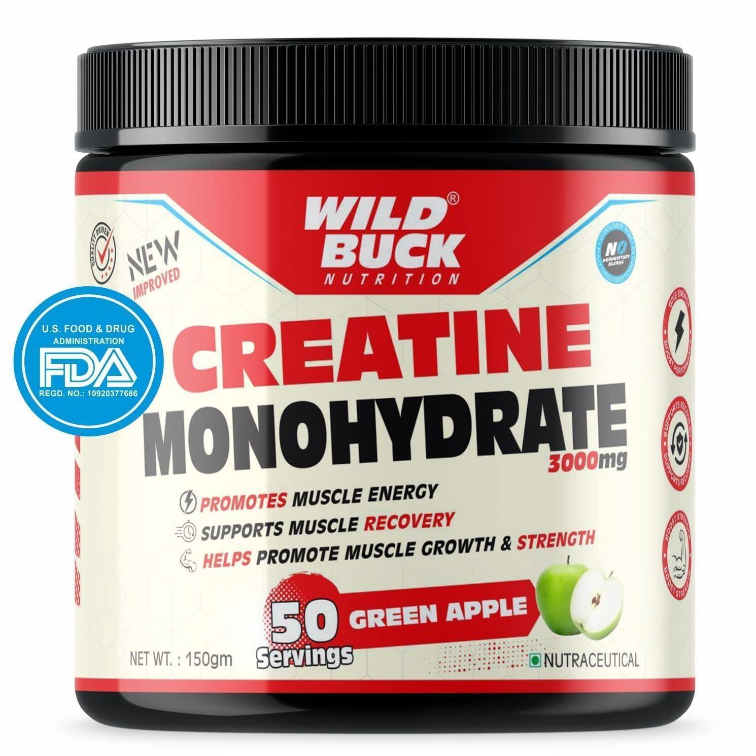 WILD BUCK WILD BUCK Hyper Charge Pre-X4 Hardcore Pre-Workout Supplement Powder with Creatine Monohydrate, Arginine AAKG, Beta-Alanine, Caffeinated Punch-For Men & Women [40 Serving, Virgin Mojito] + WILD BUCK Creatine Monohydrate Powder, Strength, Reduce Fatig