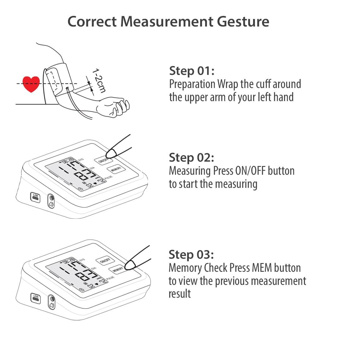 Perfecxa Perfecxa Blood Pressure Digital Machine for Home Monitor, Blood Pressure Checking Machine, USB Compatible, 22-36 cm Cuff & 2 User with 99 Memory sets