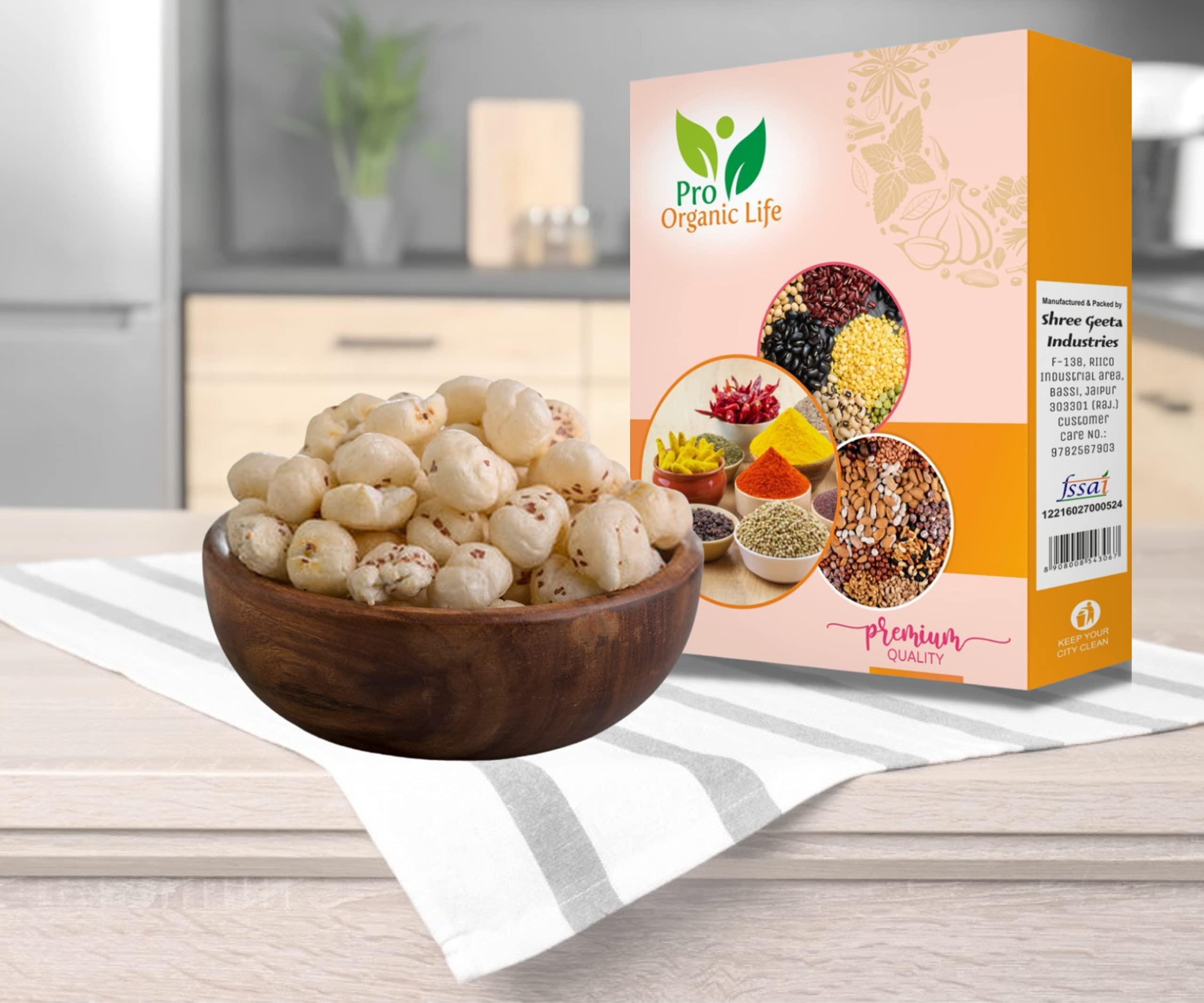PRO ORGANIC LIFE Pro Organic Life phool makhana Snacks, Fox Nuts, Lotus Seeds (Extra White and Crispy) (900 Gram)