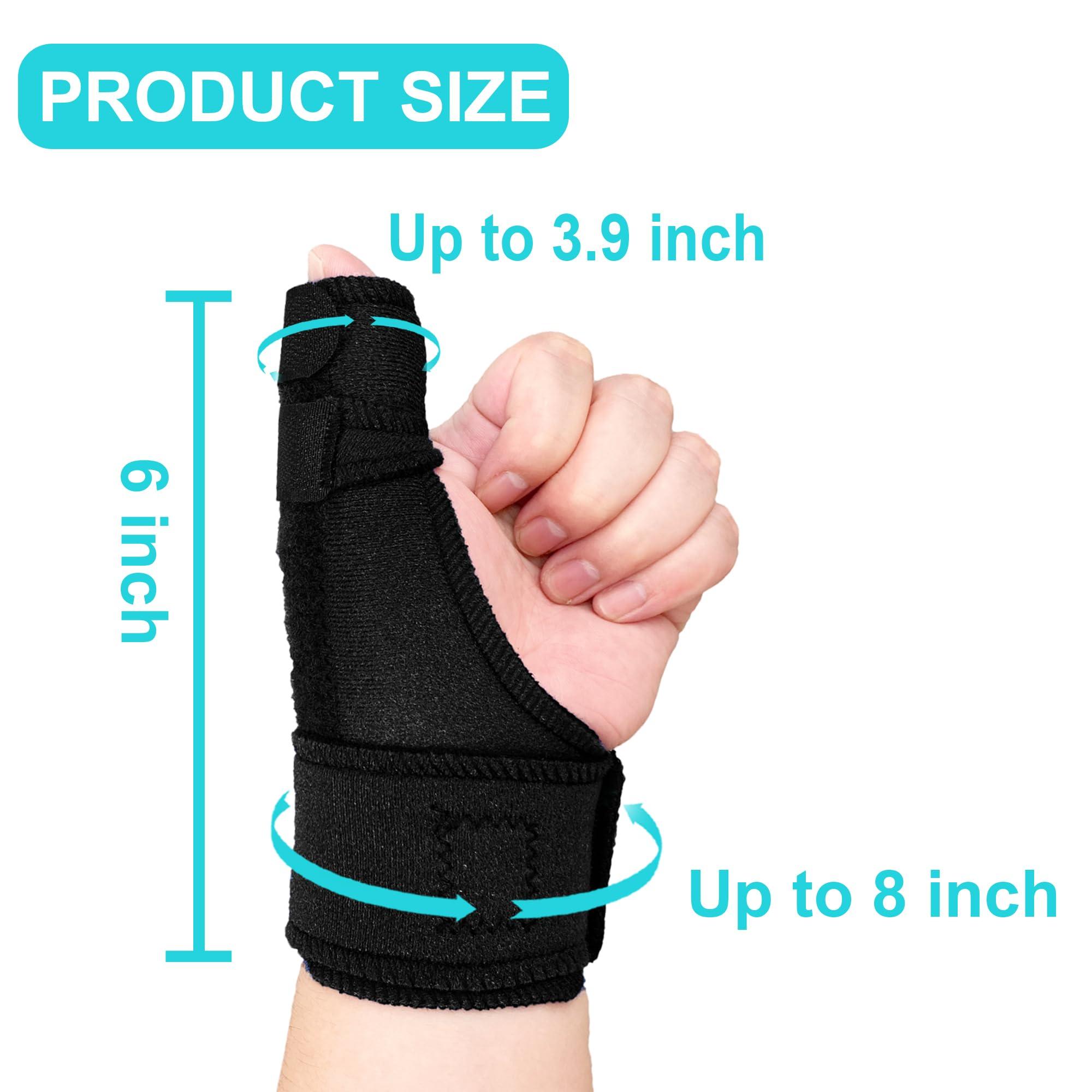 GenetGo Trigger Thumb Splint - Thumb Spica Support Brace Stabilizer for Pain, Sprains, Arthritis, Tendonitis (Right Hand or Left Hand) (Black)