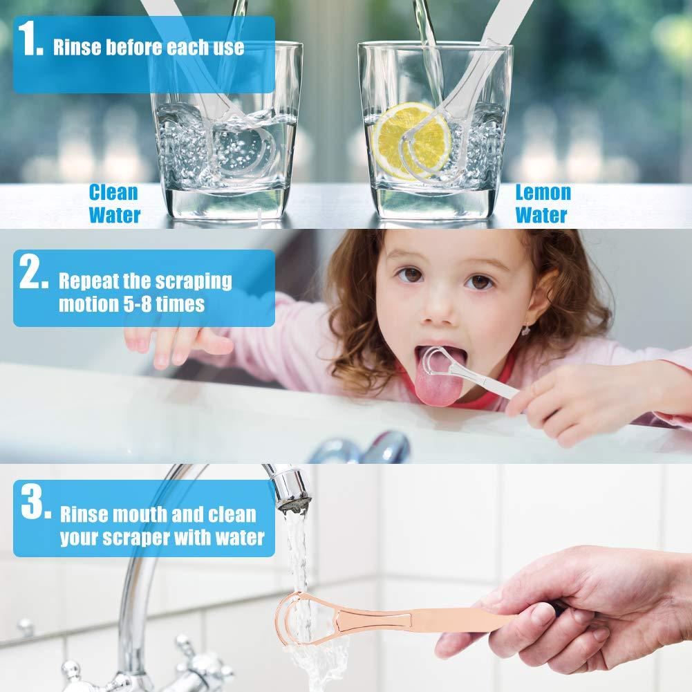 UUZIYOU Stainless Steel Tongue Scraper Cleaner, 2 Pack Fresh Breath Tongue Cleaner for Adults, Kids, Men and Women, Surgical Grade Metal Scraper for Healty Oral Care, Bad Breath Cure (with 2 Travel Cases)