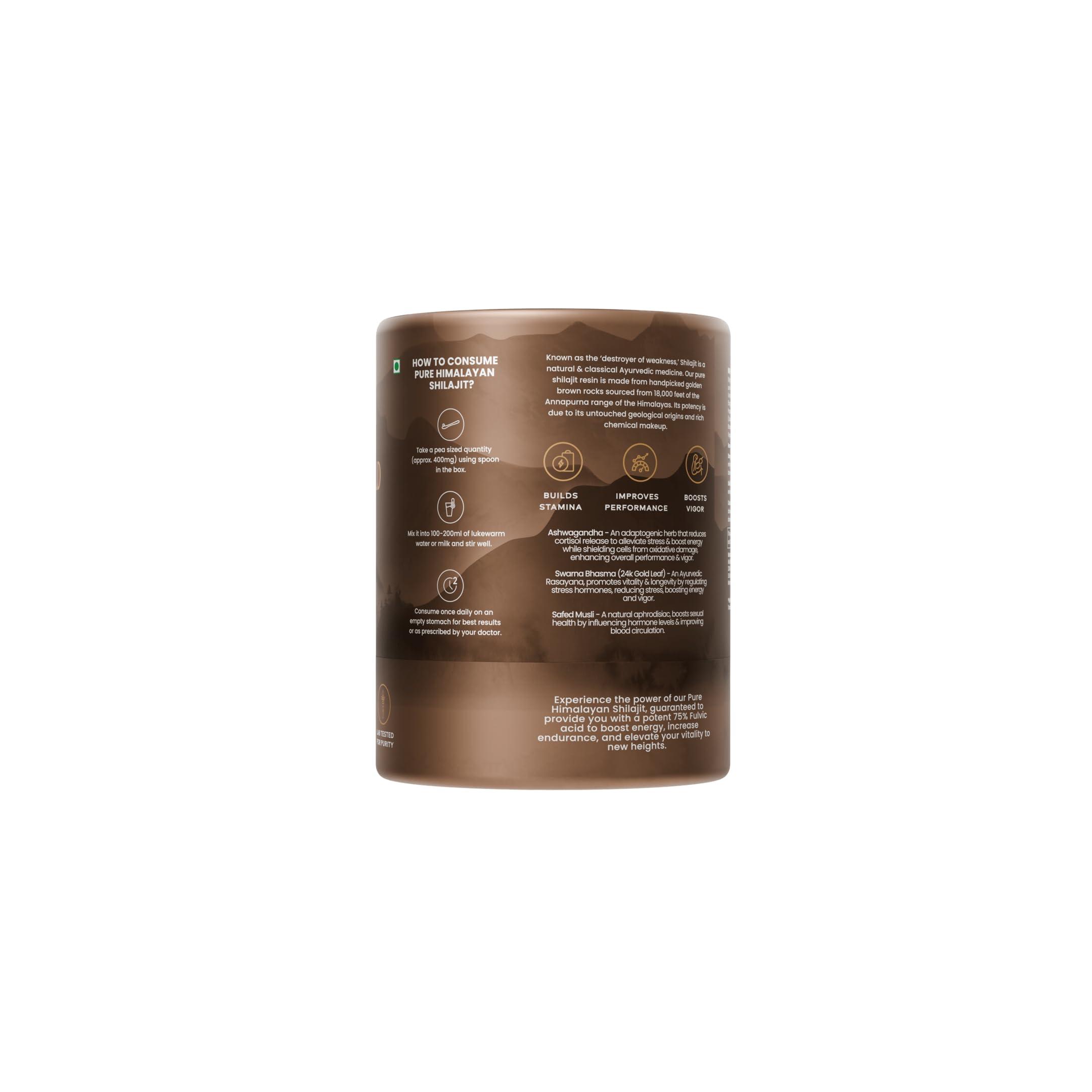 Wellbeing Nutrition Wellbeing Nutrition Pure Himalayan Shilajit Gold Resin for Strength, Stamina, Performance, Stress Relief and Vitality | With Ashwagandha, Safed Museli & Swarna Bhasma (24K Gold Leaf) | Lab Tested - 20g