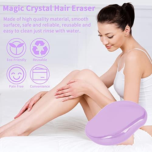 Qrneein Crystal Hair Eraser Stone, Painless Magic Crystal Hair Remover for Women Men, Silky Hair Removal Eraser Exfoliator Tool for Arms Legs Back Body Any Part