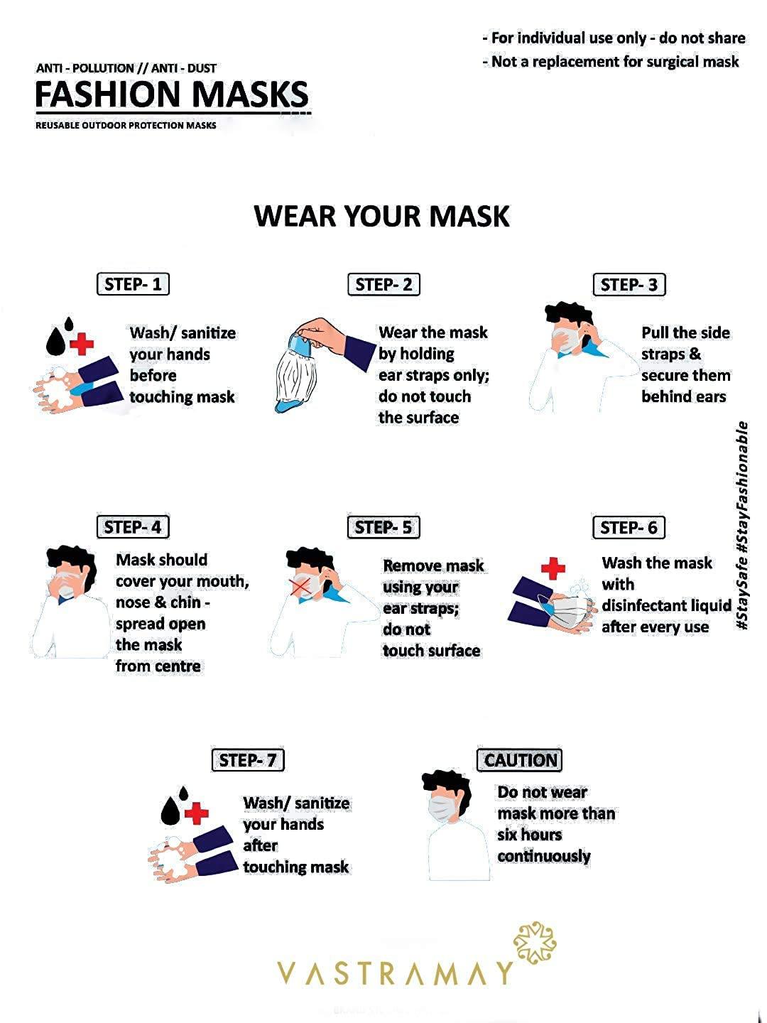 Neysa Neysa Linen Fabric Reusable 3 Ply Cloth Face Mask for Unisex (Navy, 4)