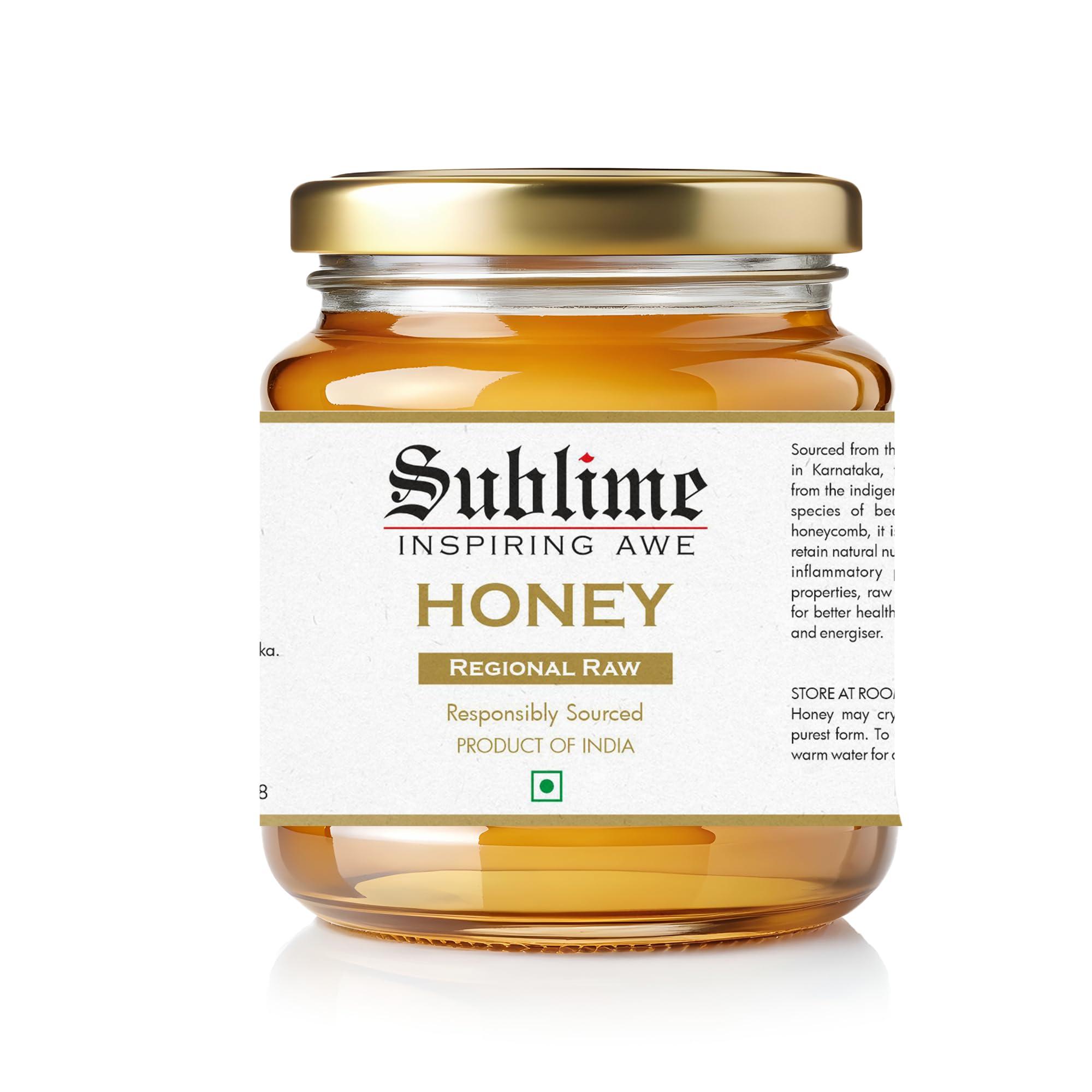 Sublime Inspiring Awe Sublime House of Tea | Regional Raw Honey (225g) | No Added Sugar | Pure Raw, Unprocessed and Organic | Rich in Antioxidants | Naturally Sweet | Keeping Sugar Cravings at Bay