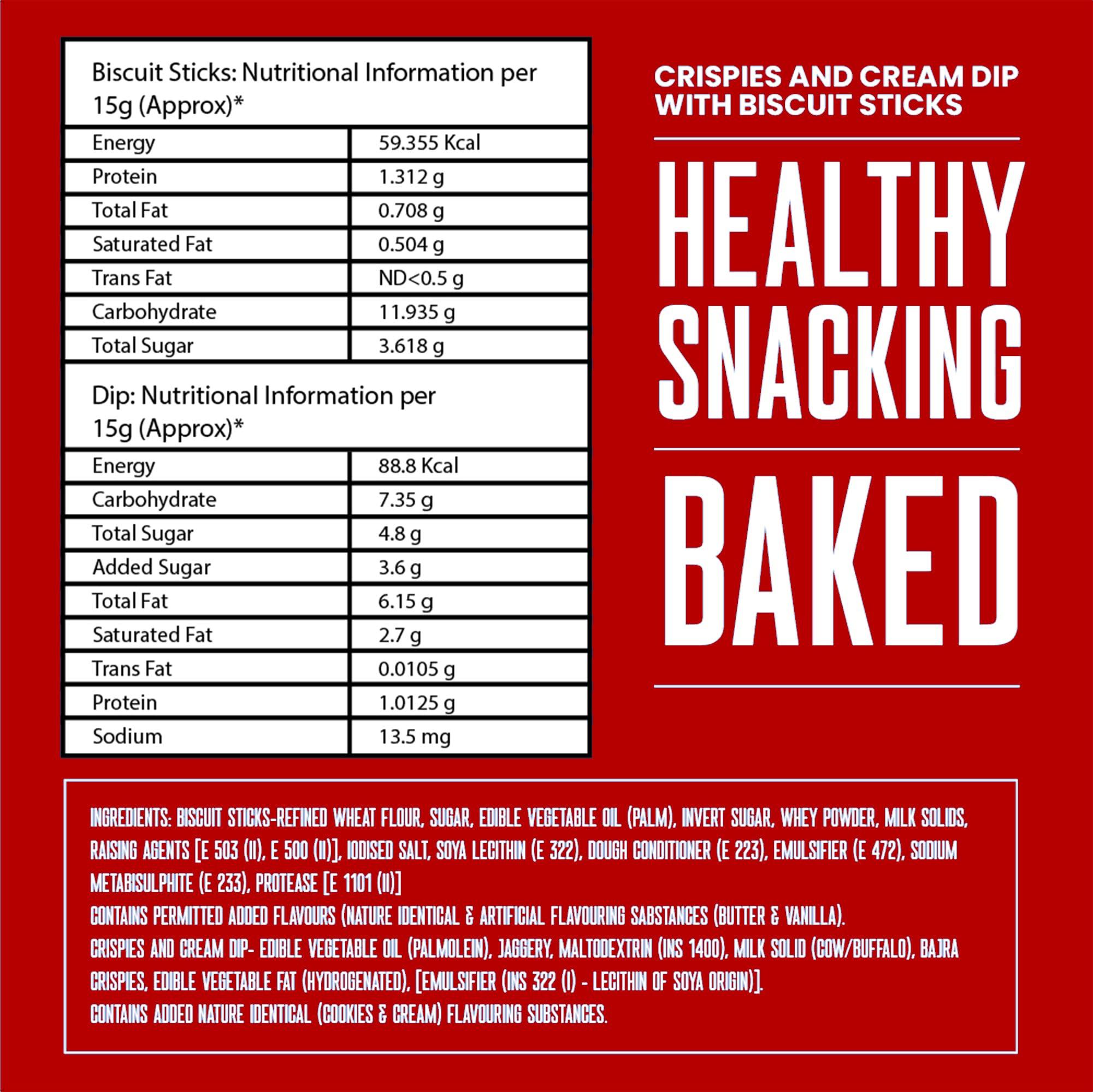 Snackible MU(N)CH BETTER Snackible Dipsters Cookies and Cream Dip with Biscuit Sticks (Pack of 24) - 24x30gm | Baked | Biscuits & Dip | Munching |Cookies & Cream