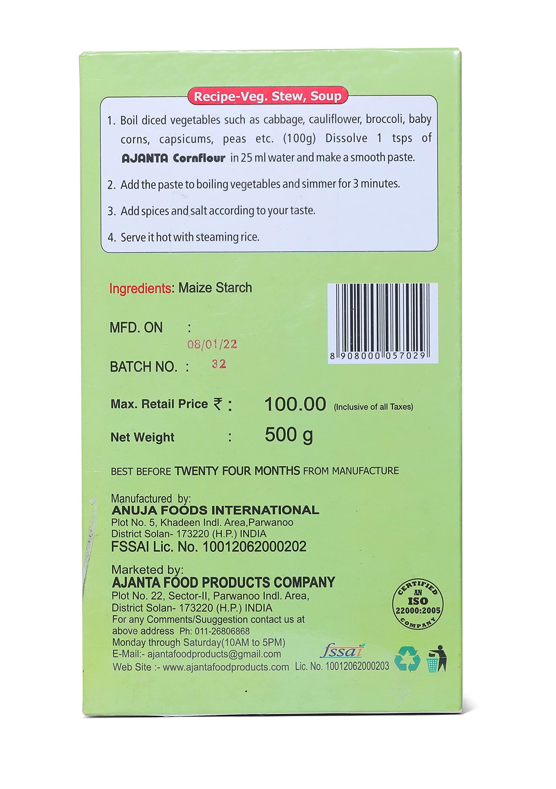 ANUJA FOODS INTERNATIONAL AJANTA Corn Flour, Carton (Makka Atta), 500g