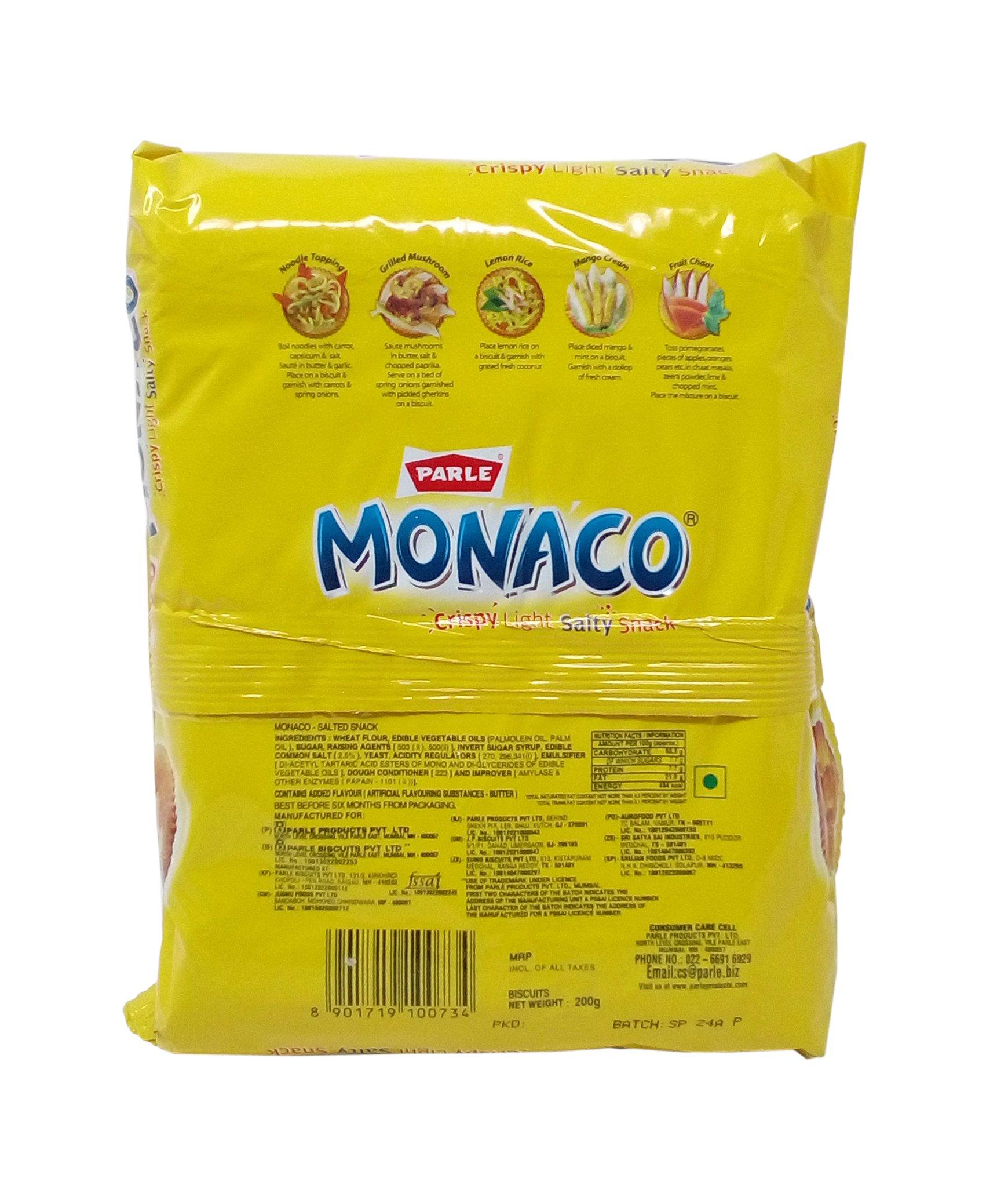 Parle Parle Monaco Salted Biscuits - Classic Regular, 200g Pack