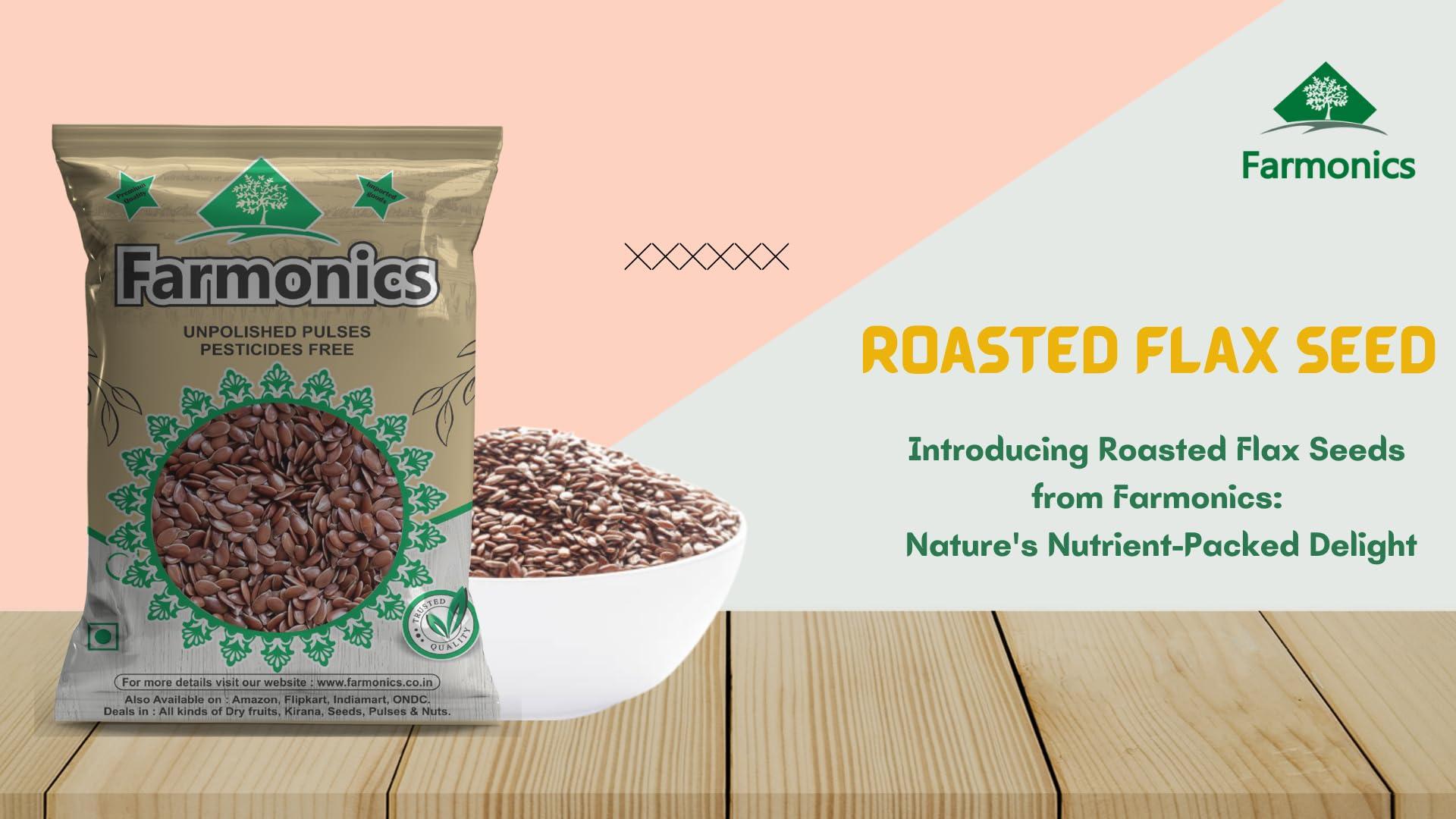 Farmonics Farmonics Roasted Flax seeds (Alsi) | Roasted & Salted Alsi - 1 Kg | Flax Seeds for Hair Growth | Alsi Seeds| Flax Seeds for Eating | Diet Snacks | High in Fibre | Edible Seeds