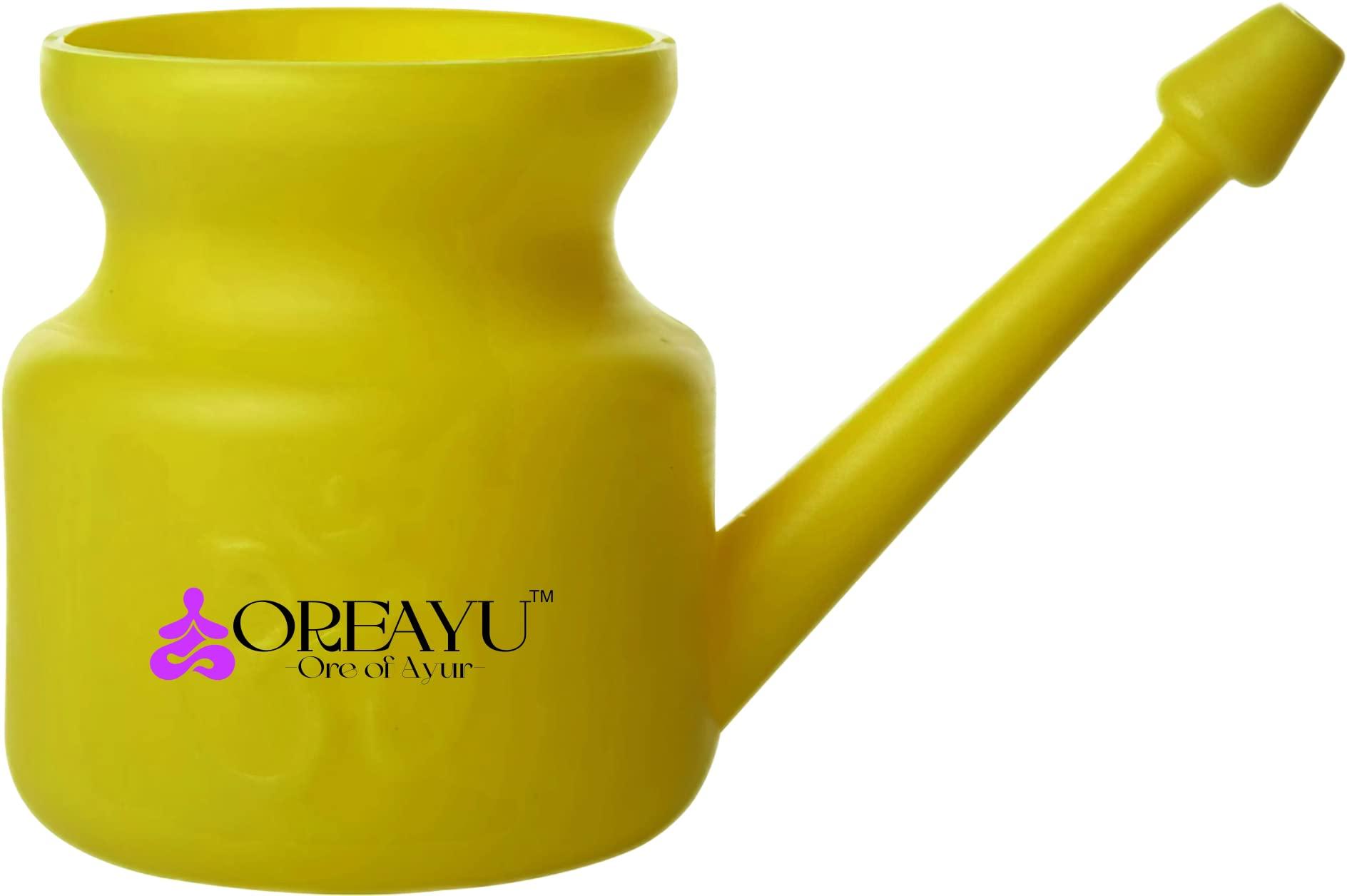 OREAYU OREAYU Plastic Jala Neti Pot Lota 500 ml Yellow Jal Neti for Health and Yoga Use Made of virgin plastic